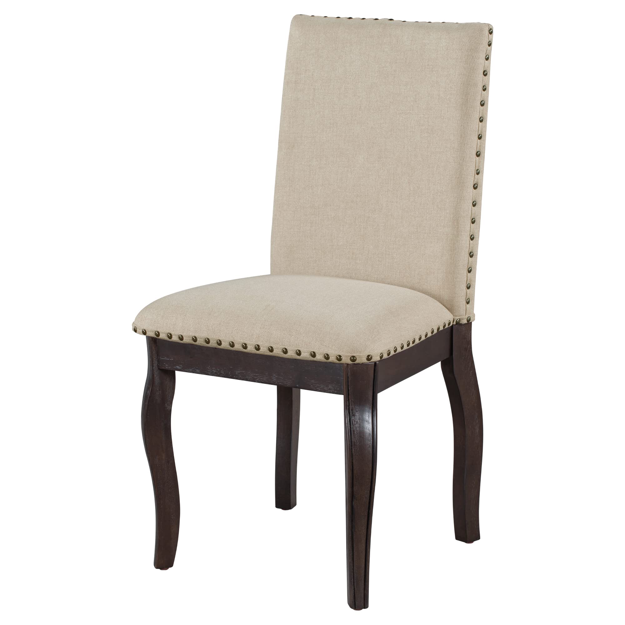 Knocbel Farmhouse Upholstered Dining Chair Set of 4 - Kitchen & Dining Room Chairs with Nailhead Trim, 250lbs Weight Capacity, Espresso Finish - Perfect for Farmhouse Decor, Family Dinners & Restaurant Seating