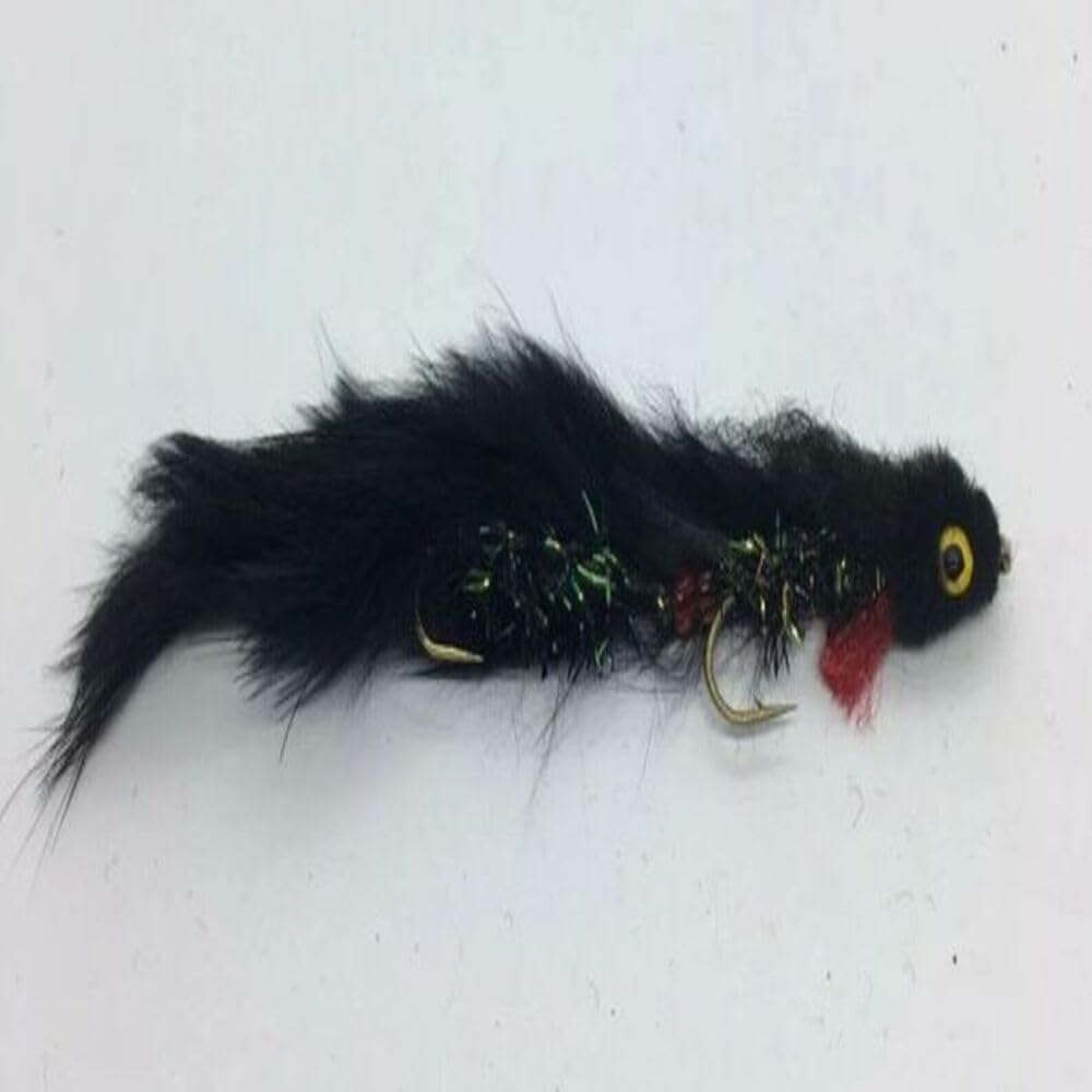 6 Pack Black Articulated Butt Monkey Streamers - Size 4 Fishing Lures for Bass, Trout & Saltwater Fishing - Perfect for Fly Fishing, Trolling & Freshwater Angling