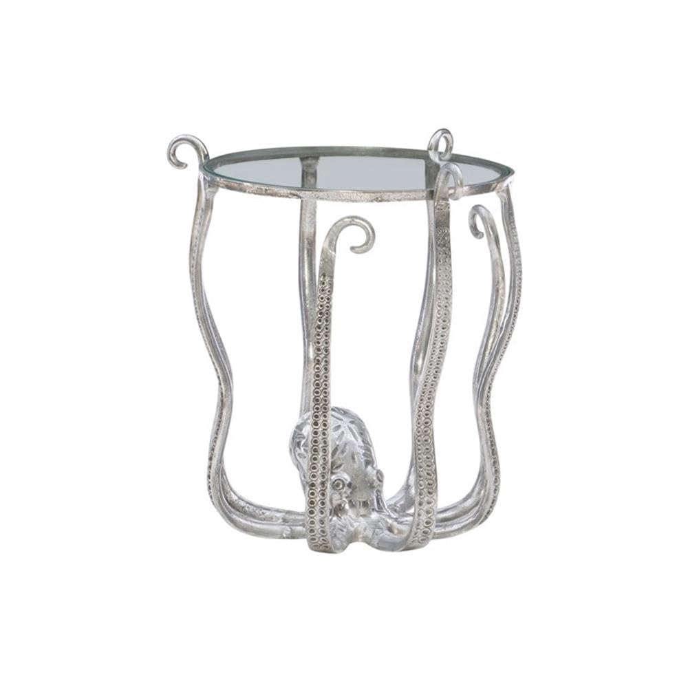 Modern Silver Octopus Aluminum and Glass Coffee Table - Stylish Living Room Centerpiece for Home & Office Decor