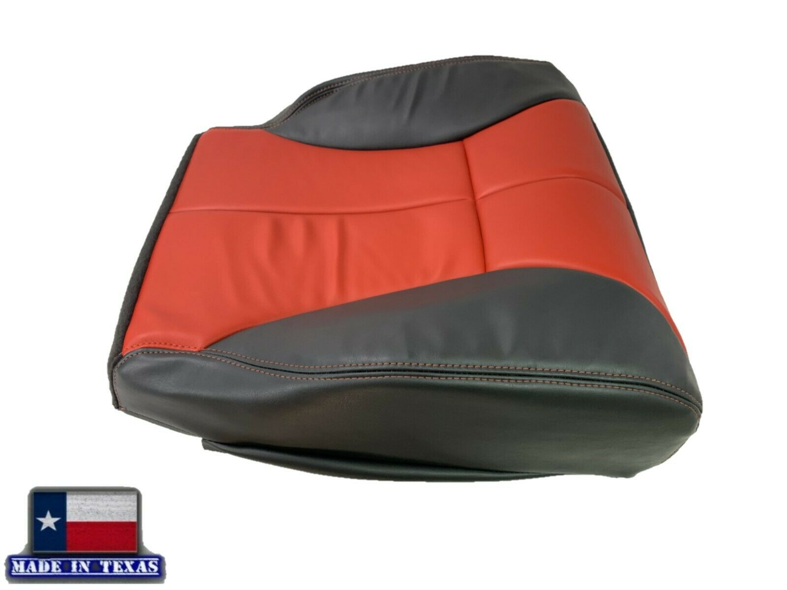 1998-2002 Dodge Ram 1500 2500 3500 Custom Agate Dark Gray & Red Leather Seat Covers with Red Stitching - Perfect for Truck Upgrades & Off-Road Adventures
