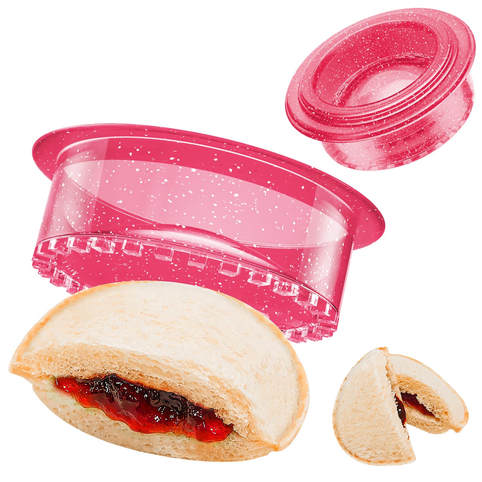 HiYZ Glitter Sandwich Cutter and Sealer Set - 5-Piece Crustless Sandwich Maker for Kids - Peanut Butter & Jelly Cookie Cutter with Sparkling Design - Perfect for School Lunches, Parties, and Fun Snack Time