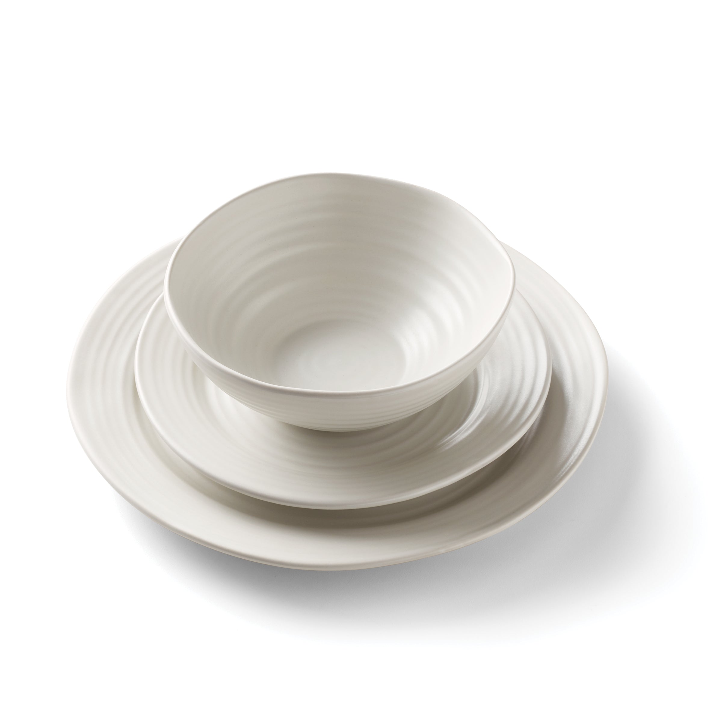 Premium Ridge White 12-Piece Dinnerware Set - Porcelain Plates, Bowls & Mugs - Elegant Dinnerware for Family Meals, Dinner Parties & Restaurant Use