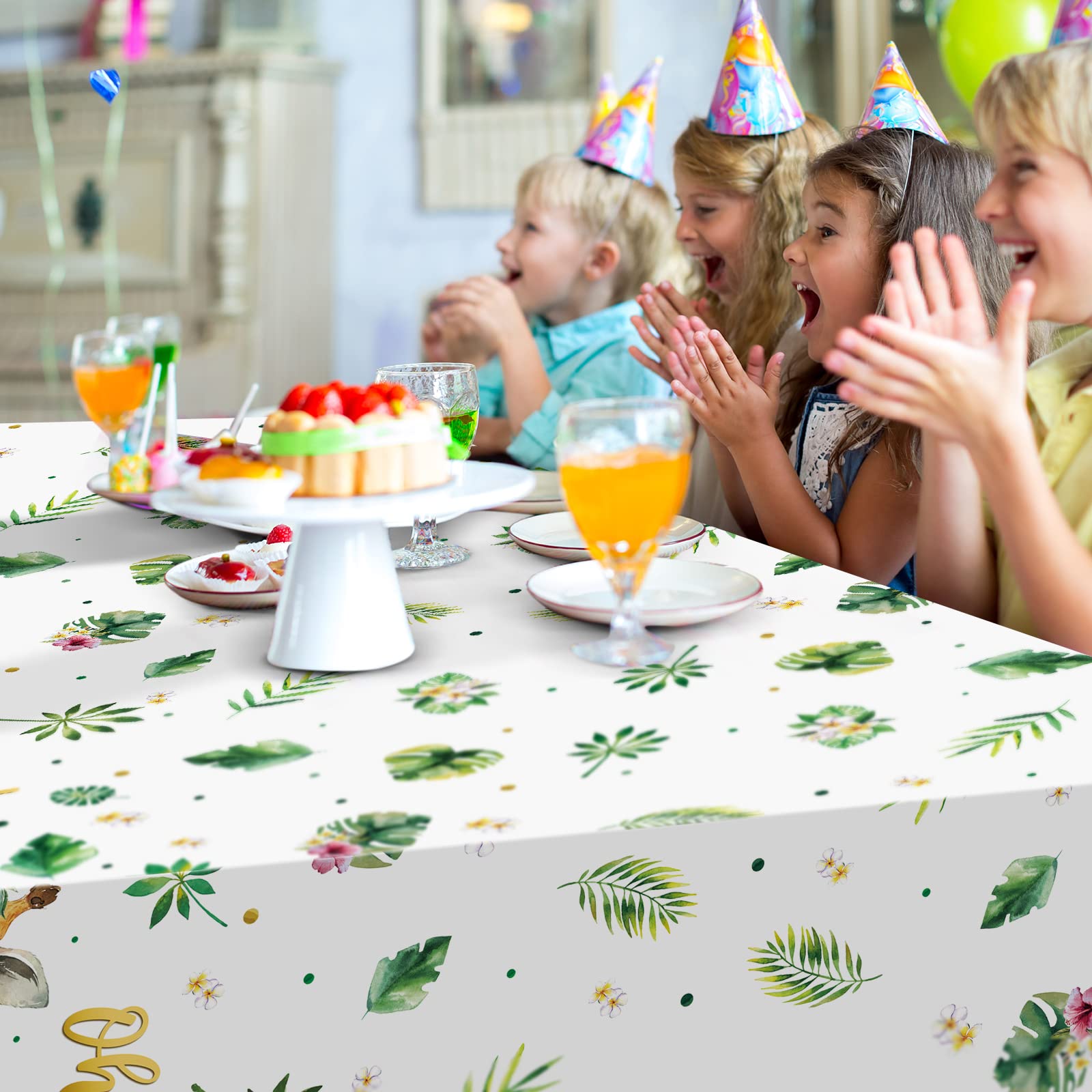 3-Piece Jungle Safari Tablecloths - Waterproof Plastic Table Covers for Baby Shower, Birthday Party & Outdoor Events - Wild Animal Print Disposable Tablecloth (54