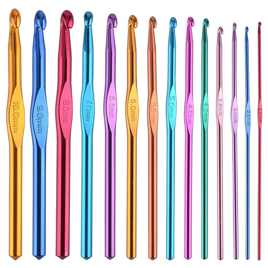 14-Piece Aluminum Knitting Needles Set 2MM-8MM for DIY Yarn Crafts & Home Improvement