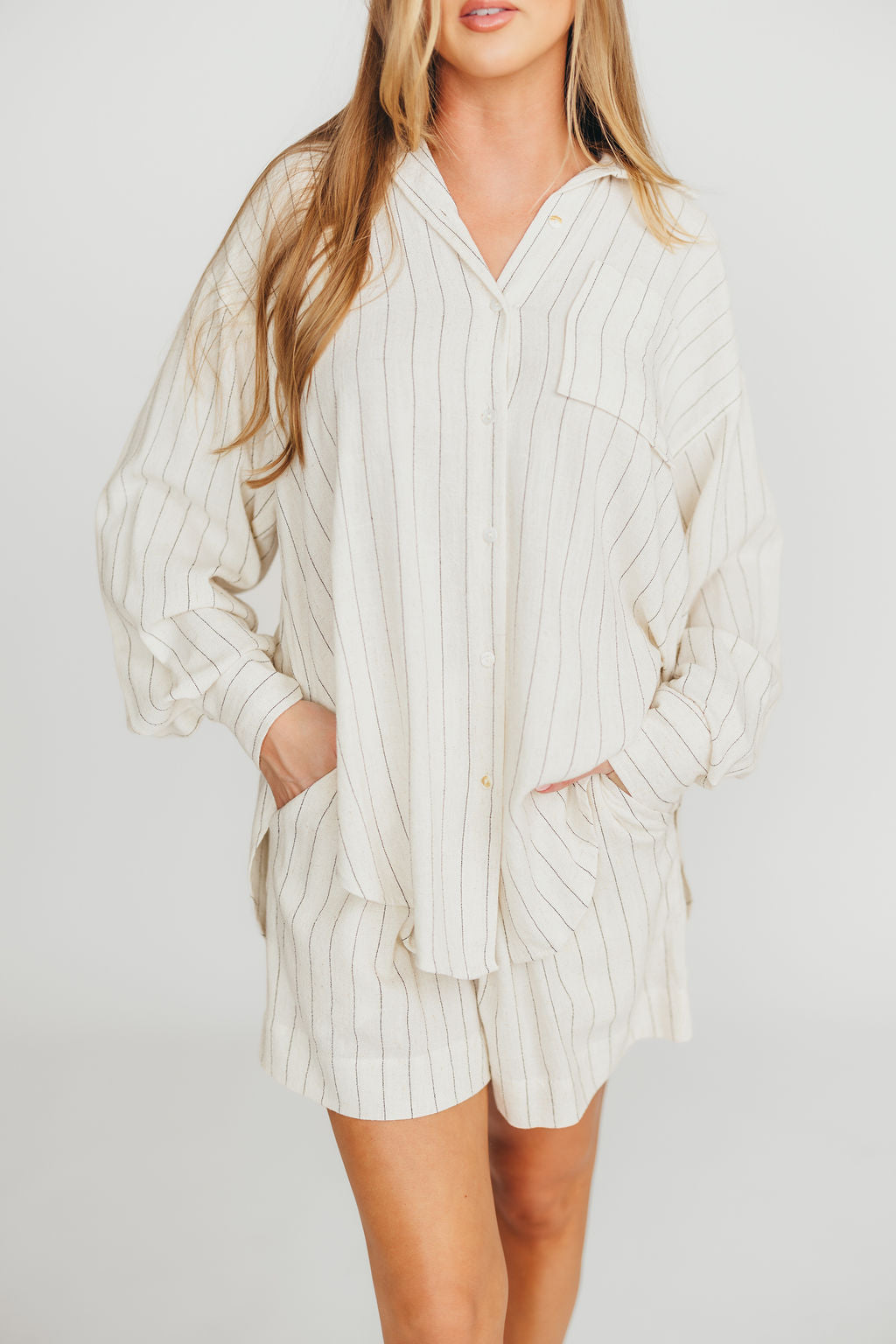 Keira Striped Shorts for Women - Natural & Black High Waist Summer Shorts | Casual, Beach, Gym & Lounge Wear