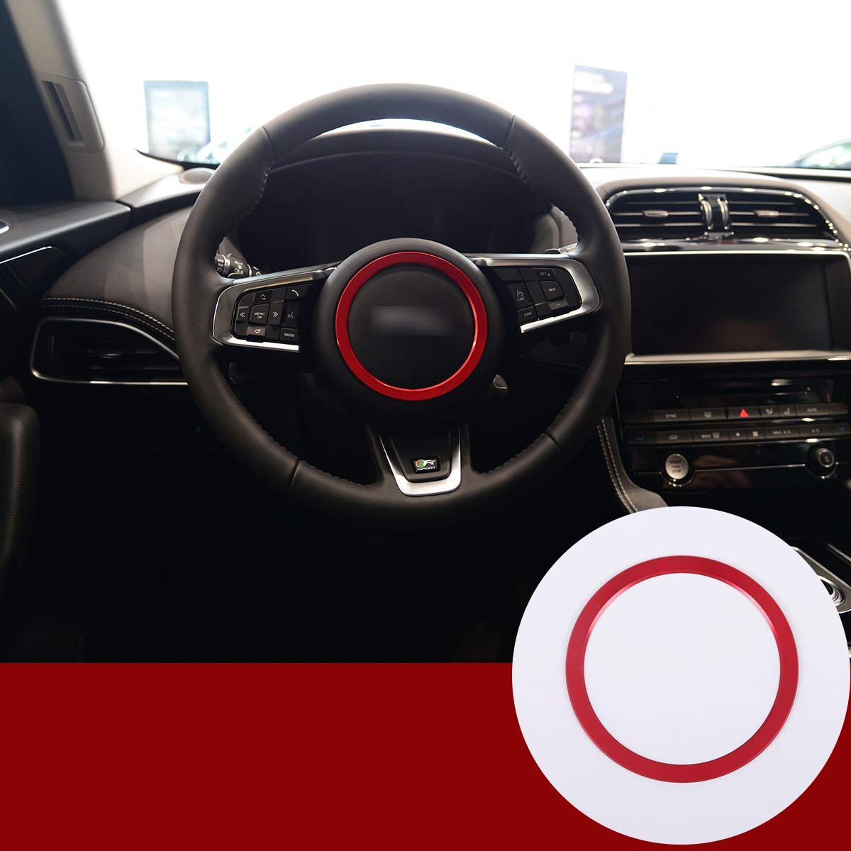 Jaguar XFL XE XEL XJ F-PACE F-Type Steering Wheel Ring Emblem - Aluminum Alloy Decorative Cover Sticker Trim Frame for Enhanced Interior Style | Perfect for Car Enthusiasts & Luxury Vehicle Upgrades