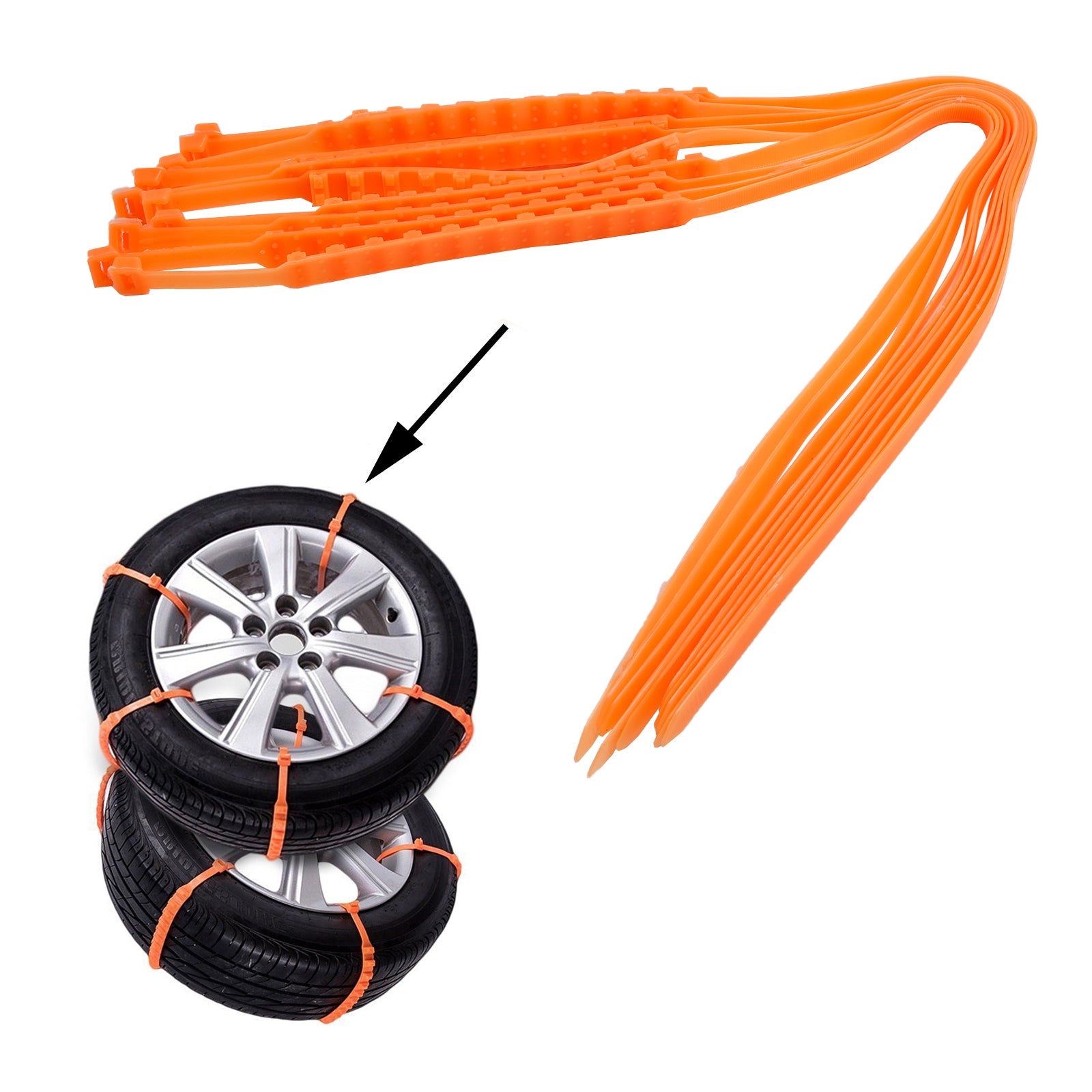 10/20/40PCS Heavy Duty Snow Tire Chains - Anti-Skid Traction Belts for Cars, Trucks & SUVs | Winter Emergency Driving Safety Gear (Orange) - Perfect for Icy Roads, Mountain Trips & Snowy Commutes