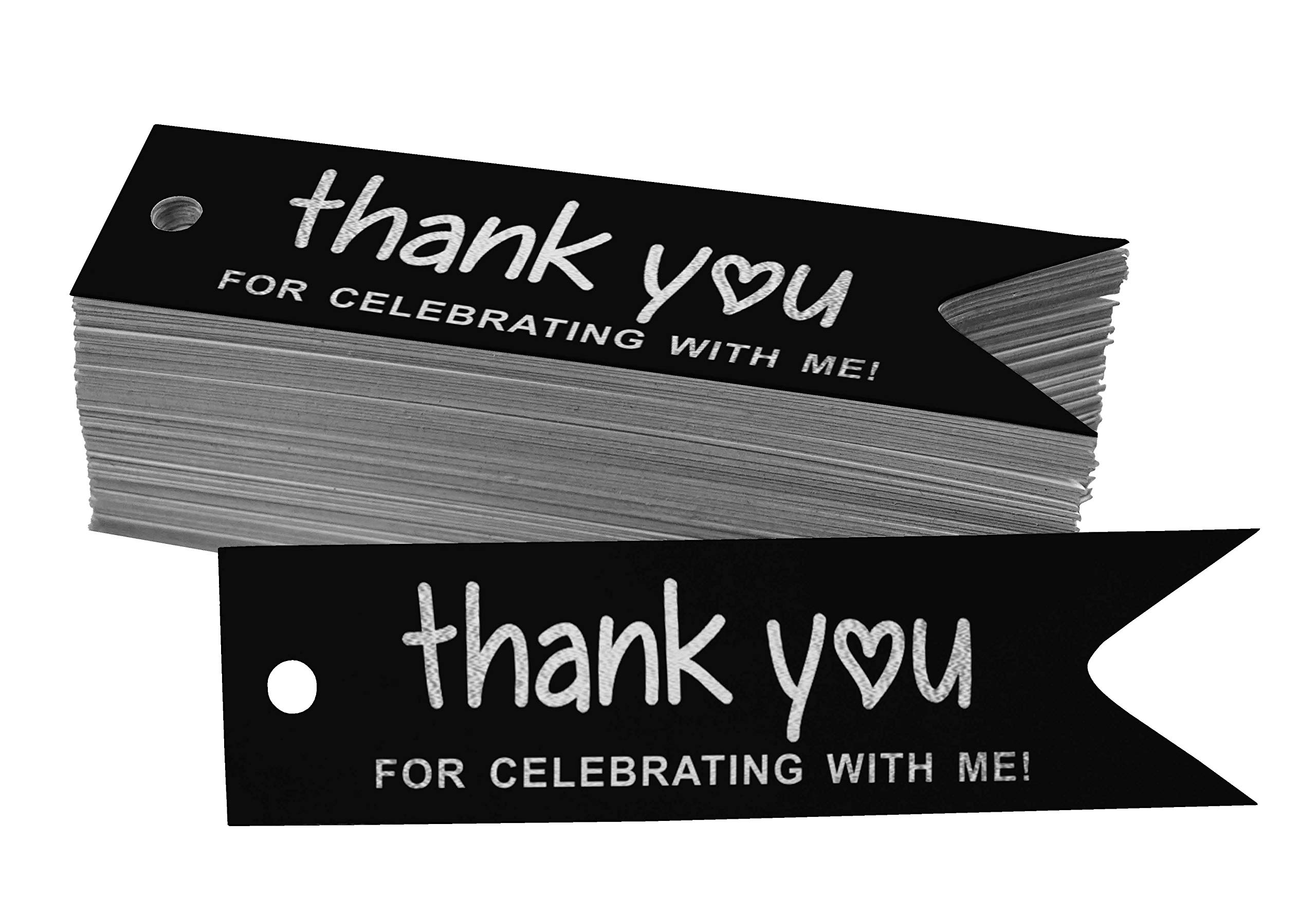 100pcs Real Silver Foil Thank You Tags for Birthday Party Favors - Elegant Celebration Gift Tags for Wedding, Baby Shower & Special Events