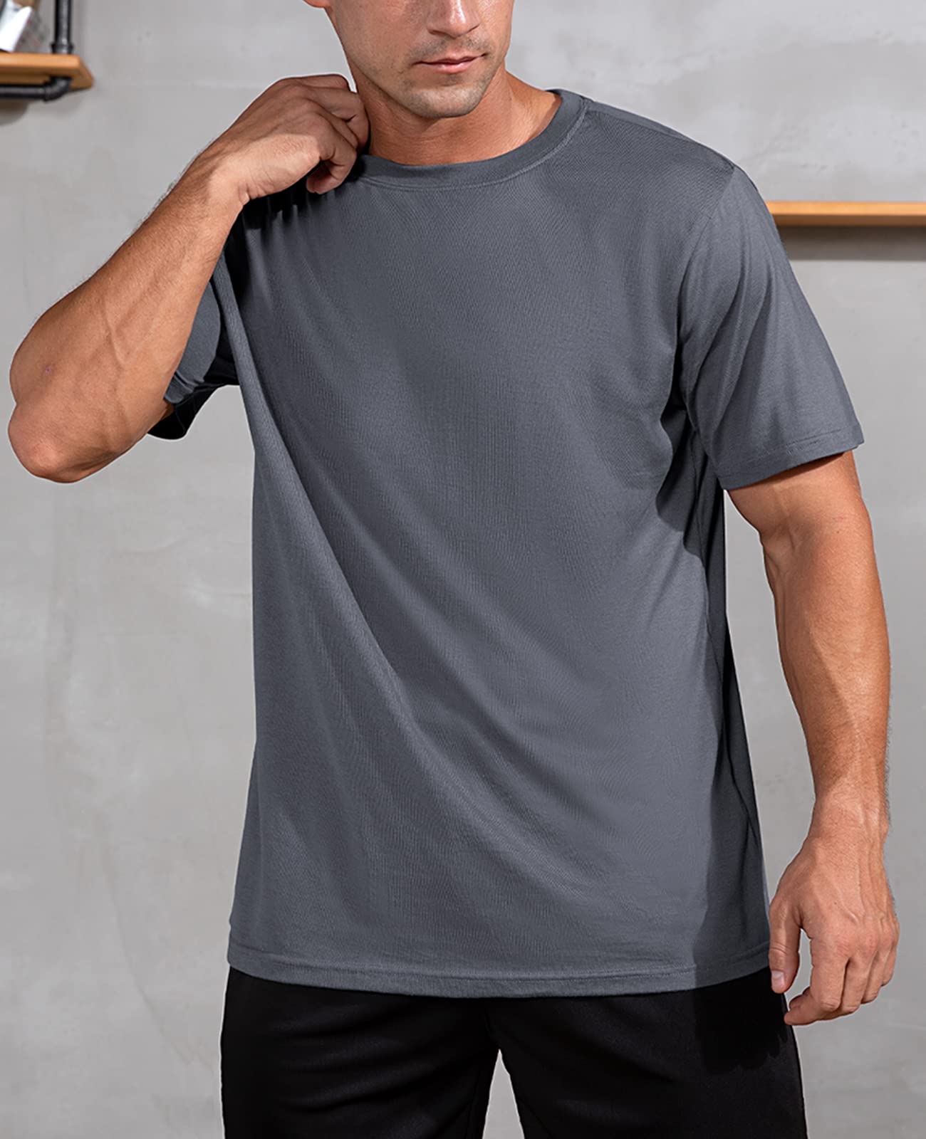 QUALFORT Men's Bamboo Viscose T-Shirt - Soft Breathable Crewneck Undershirt for Casual Wear & Layering | Eco-Friendly Comfort Shirt for Everyday Use