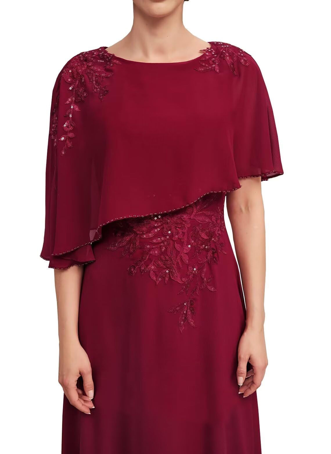 Elegant Mother of the Bride Dresses with Lace Appliques - Formal Wedding Gowns for Mother of Groom - Plus Matching Shawl | Perfect for Weddings, Receptions & Special Occasions