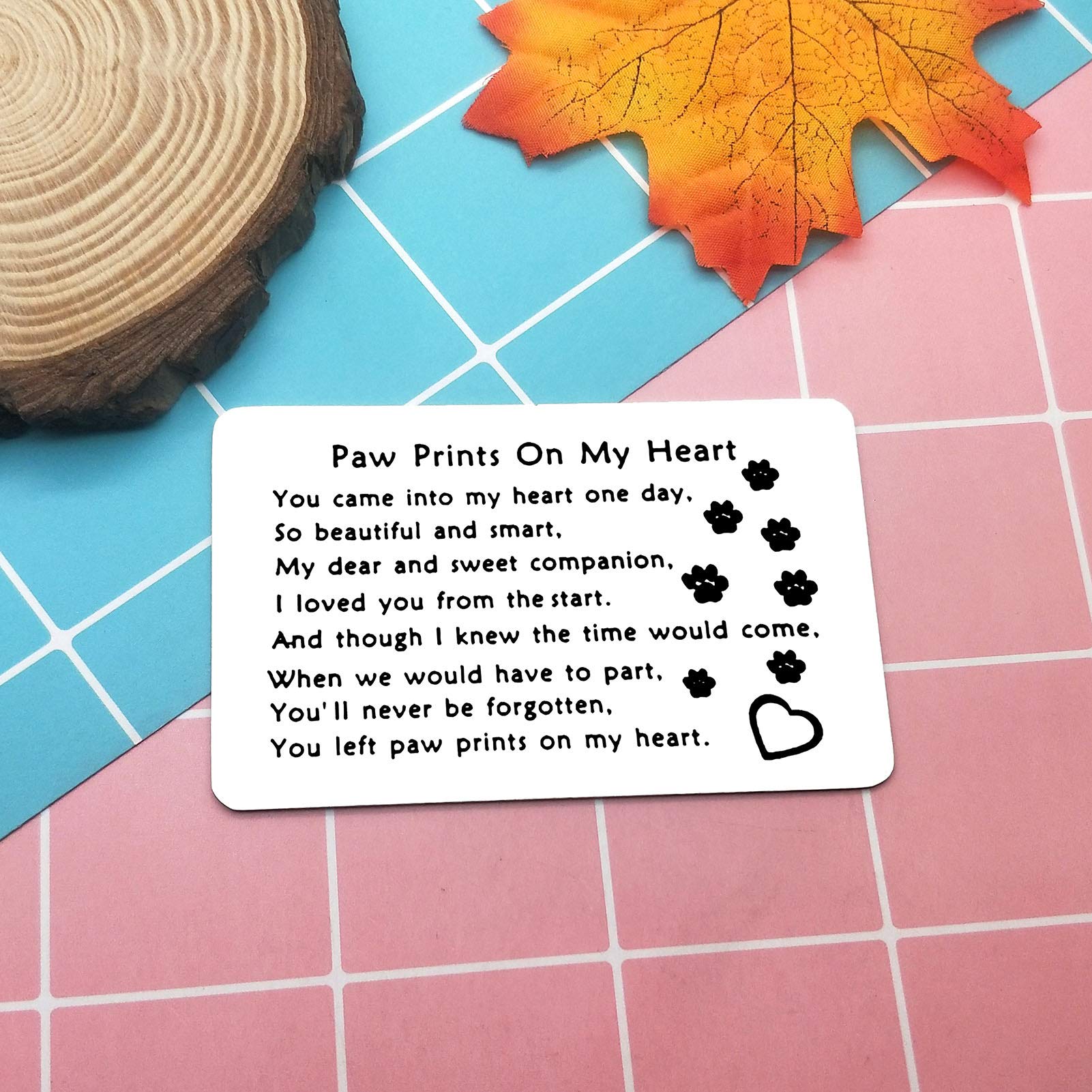 Personalized Pet Memorial Gift - Engraved Sympathy Wallet Card with 'You Left Paw Prints on My Heart' - Thoughtful Pet Loss Gift for Dog Cat Owners - Perfect for Funerals, Memorials & Comforting Grieving Pet Lovers