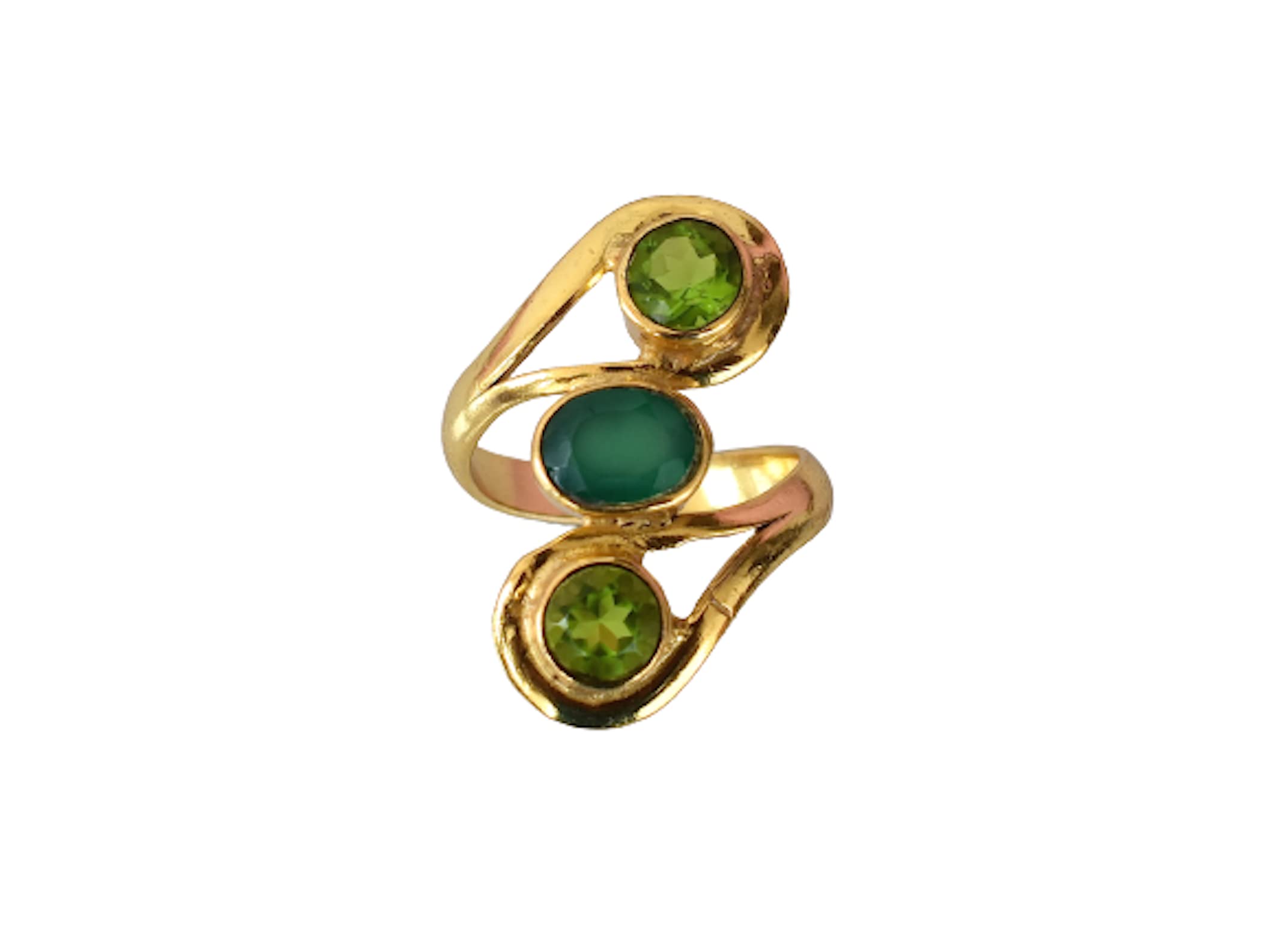 Veracity Jewelry 18K Gold Plated Peridot & Green Onyx Ring for Women - Handmade Multi Gemstone Statement Ring - Elegant Gift for Her | Perfect for Weddings, Parties & Special Occasions