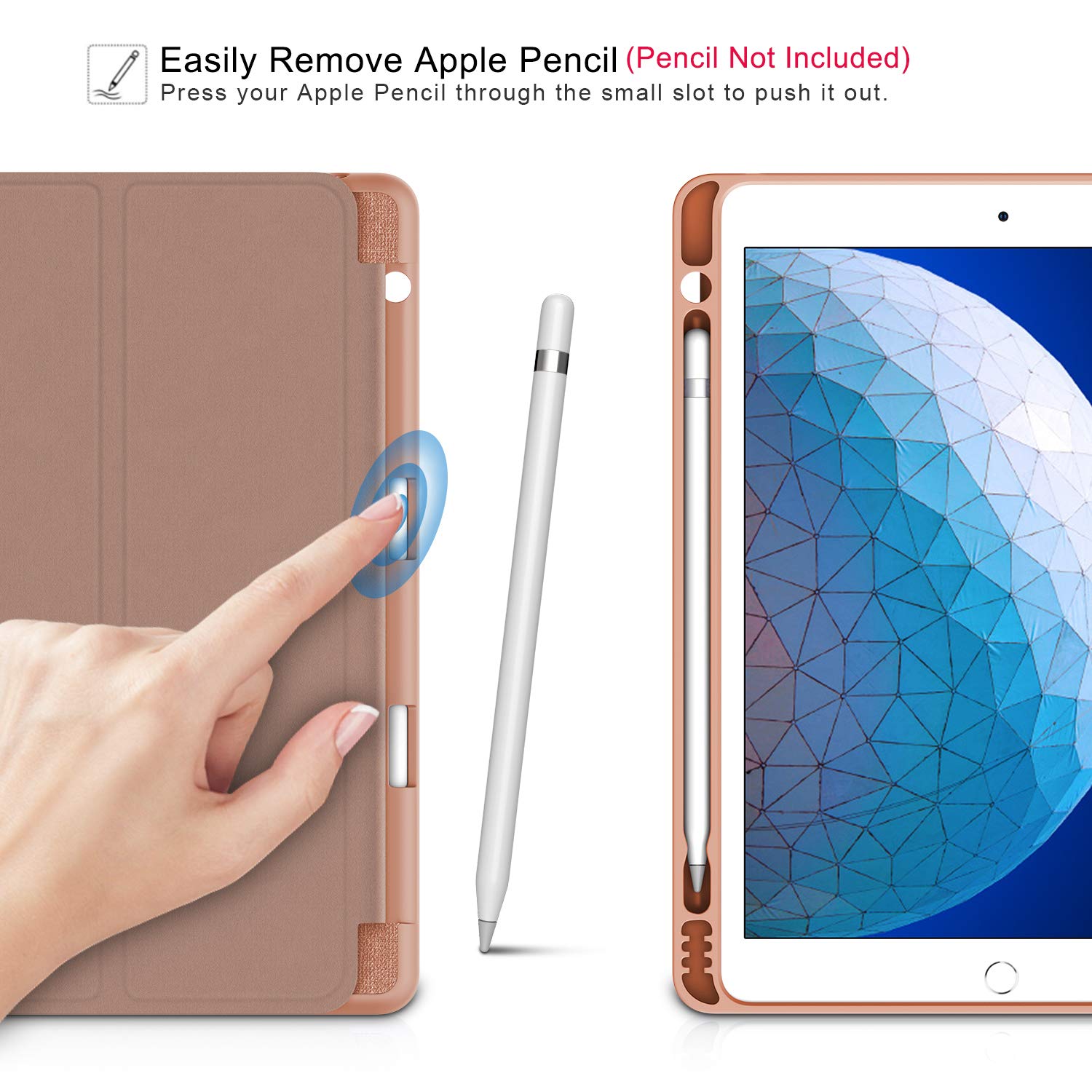 Premium Smart Case for iPad Air 3 (2019) & iPad Pro 10.5 (2017) with Pencil Holder - Ultra Slim Soft TPU Back Cover, Auto Sleep/Wake, Strong Protection - Rose Gold | Perfect for Work, Travel & Everyday Use