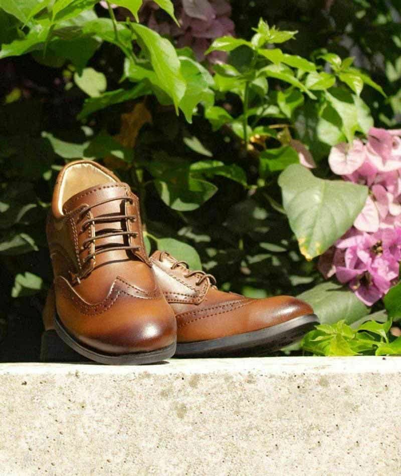 Boys' Patent Leather Derby Dress Shoes - Wingtip Brogue Lace-Up Formal Shoes for Wedding, Prom & Special Occasions | Kids' Dressy Footwear for Parties, Church & School Events