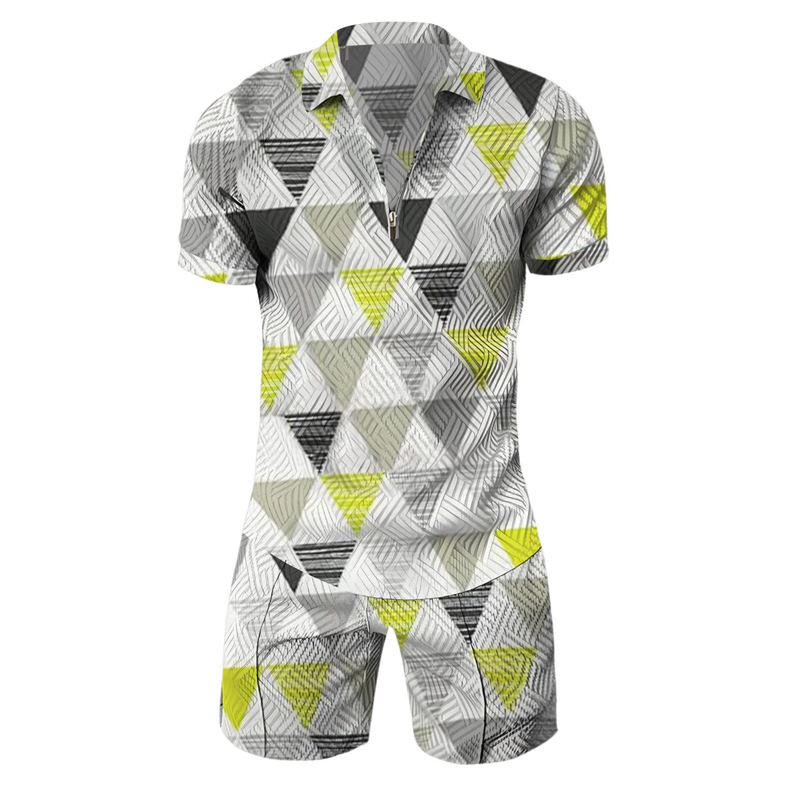 Men's Summer Polo Track Suit Set - 2 Piece Casual Short Sleeve Gym Outfit with Crewneck T-Shirt & Sports Shorts | Perfect for Workouts, Running & Casual Wear | Clearance Sale