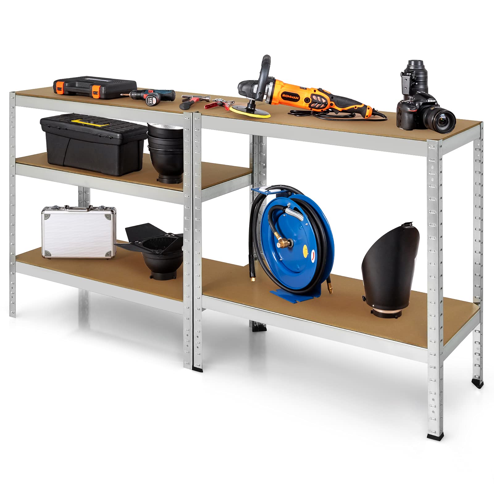 Tangkula 72 Inch Heavy Duty 5-Tier Metal Storage Shelves - Steel Frame Garage Shelving Unit for Home, Office, Dormitory, Warehouse & Garage Organization (Silver) - Perfect for Storing Tools, Books, Supplies & Seasonal Items