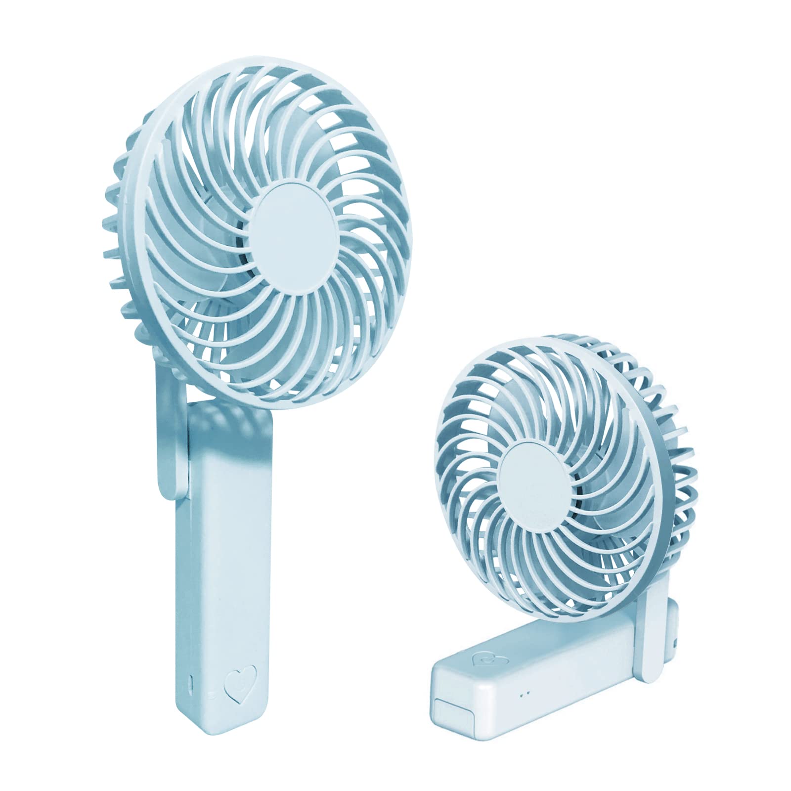 IQeer Battery Operated Portable Fan - Mini Rechargeable Handheld Fan with 10 Hours Runtime, Foldable Quiet Desk Fan for Makeup & Travel | Perfect for Women, Kids Outdoor Activities, Camping & Home Office (Blue)