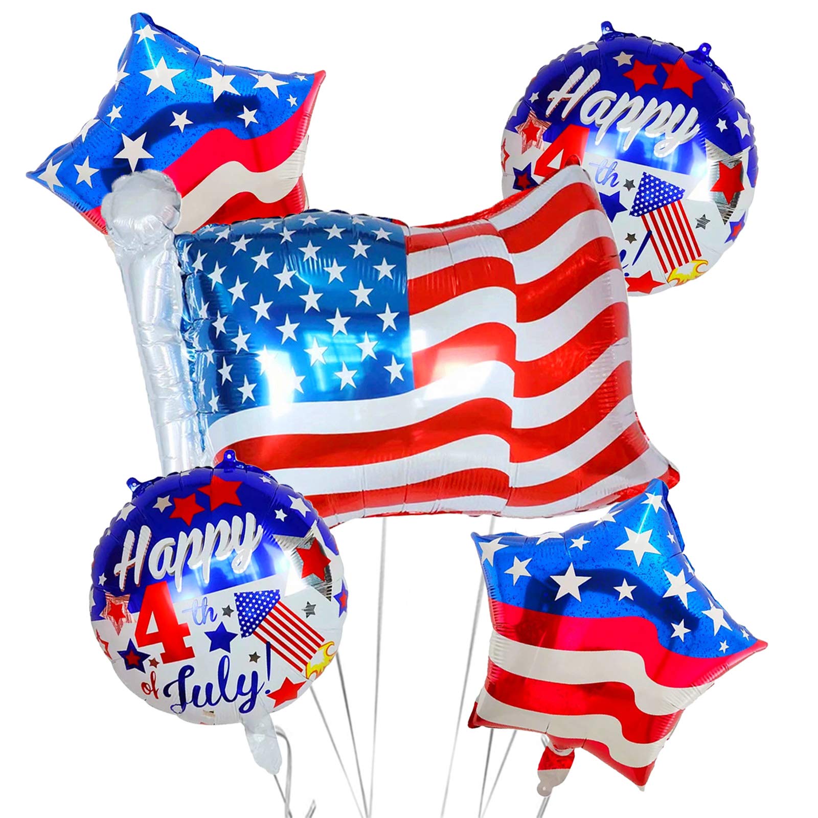 4th of July Balloons - 5Pcs American Flag Patriotic Balloons for Independence Day, Labor Day, Birthday Party Decorations | Perfect for Outdoor BBQs, Backyard Celebrations & Patriotic Events