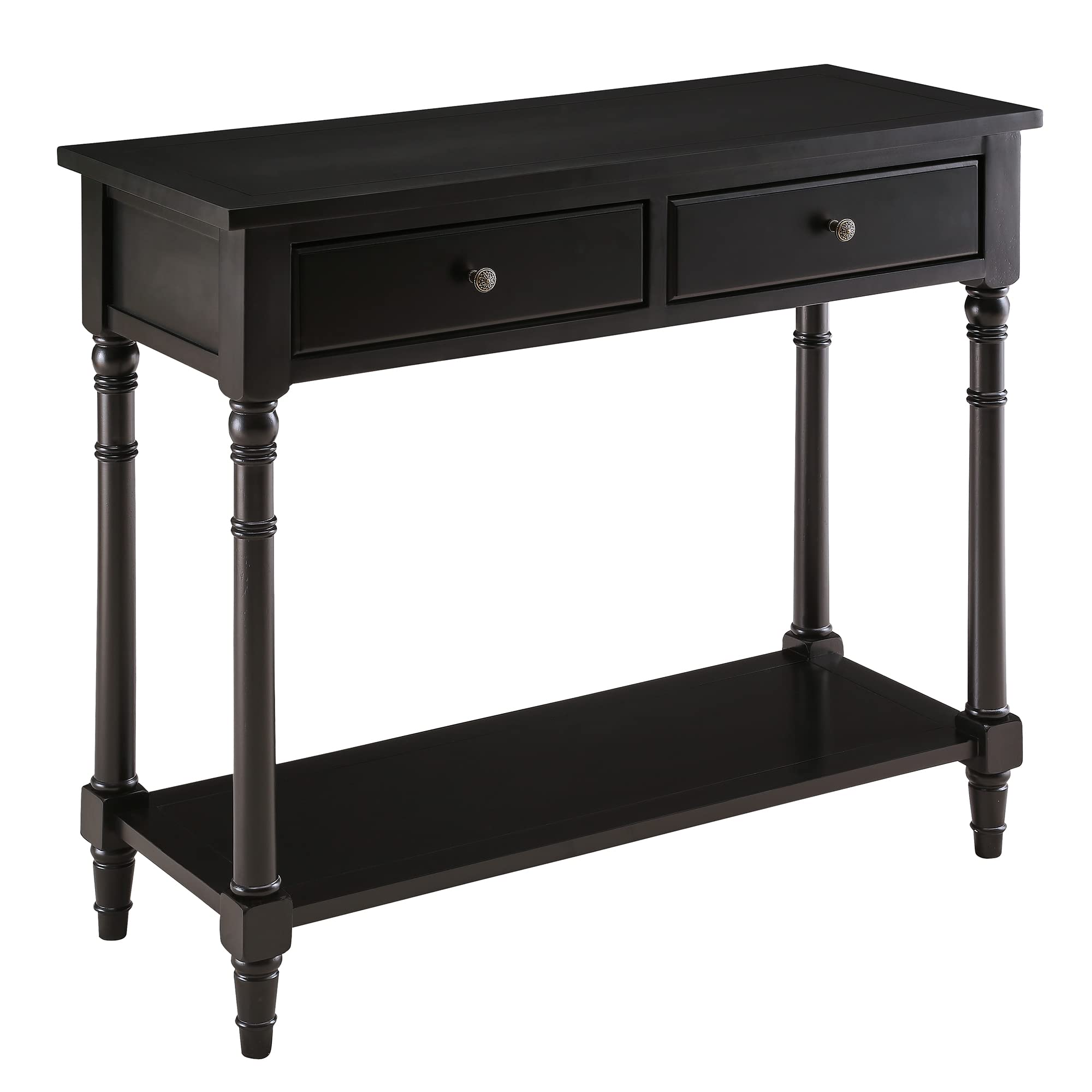LEEMTORIG Solid Wood Entryway Table with Storage Drawers & Shelf - Black Console Sofa Table for Living Room, Foyer, Hallway - Easy Assembly Home Decor (SFZ-004-BK) | Perfect for Small Spaces, Entry Organization & Stylish Home Accents