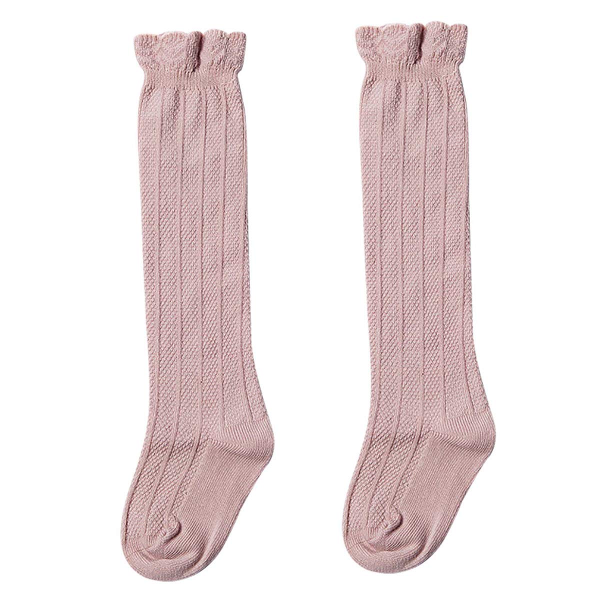 Happy Cherry Knee High Socks for Baby Girls - 3 Pack Cute Long Tube Ruffled Warm Stockings - Perfect for Winter Outfits, Photoshoots & Special Occasions