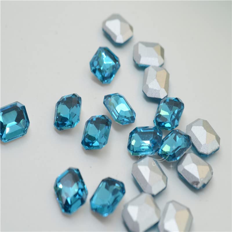 Aquamarine Rectangle Glass Rhinestones for Garment Jewelry - 18x25mm (24pcs) - DIY Clothing Accessories, Craft Embellishments for Dresses, Bags, and Home Decor