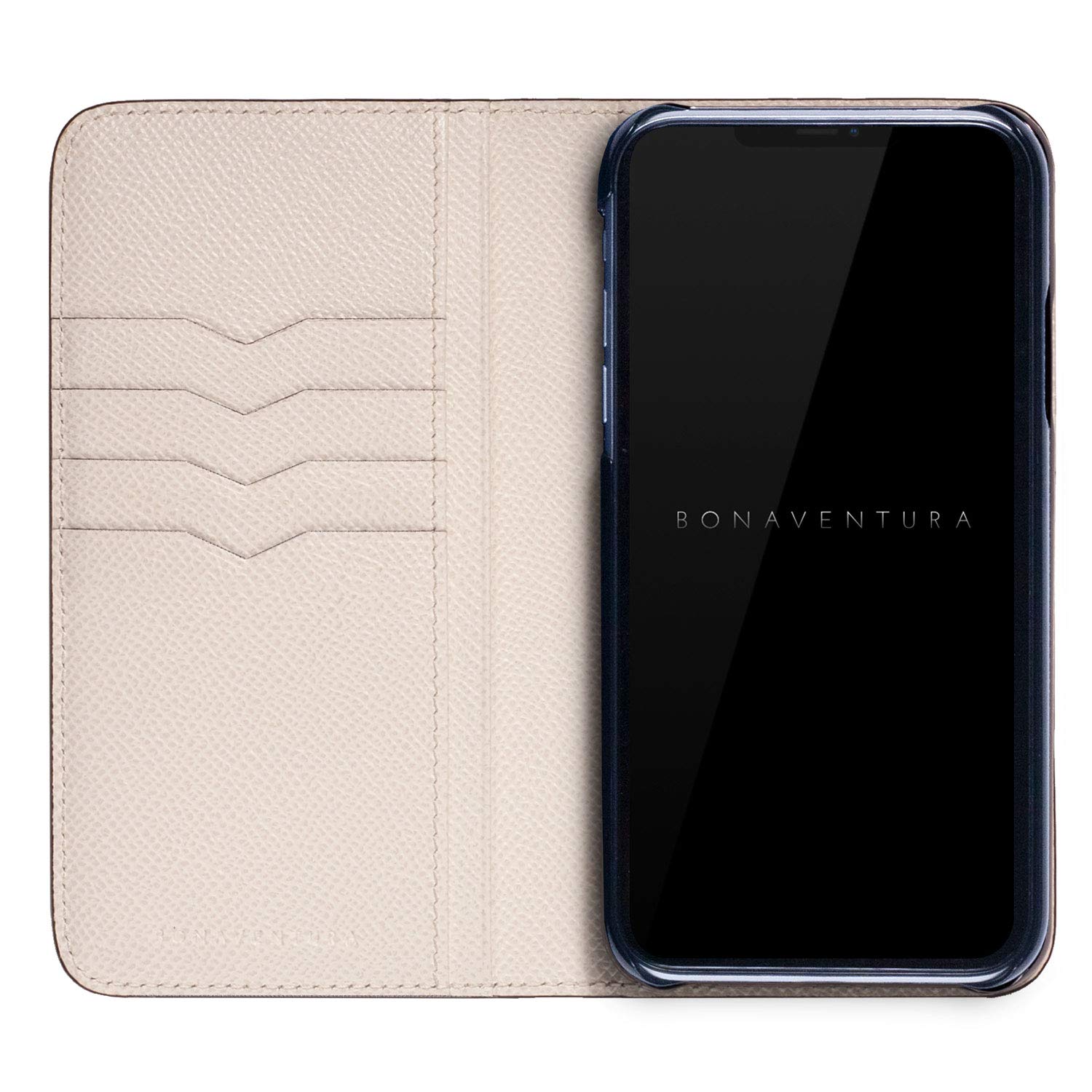 Premium BONAVENTURA Noblessa Diary Smartphone Case for iPhone 12 Pro Max - Navy & White Leather Wallet Cover with Card Slots | Perfect for Business Professionals & Everyday Use (Model BODN12PM-NAWH)