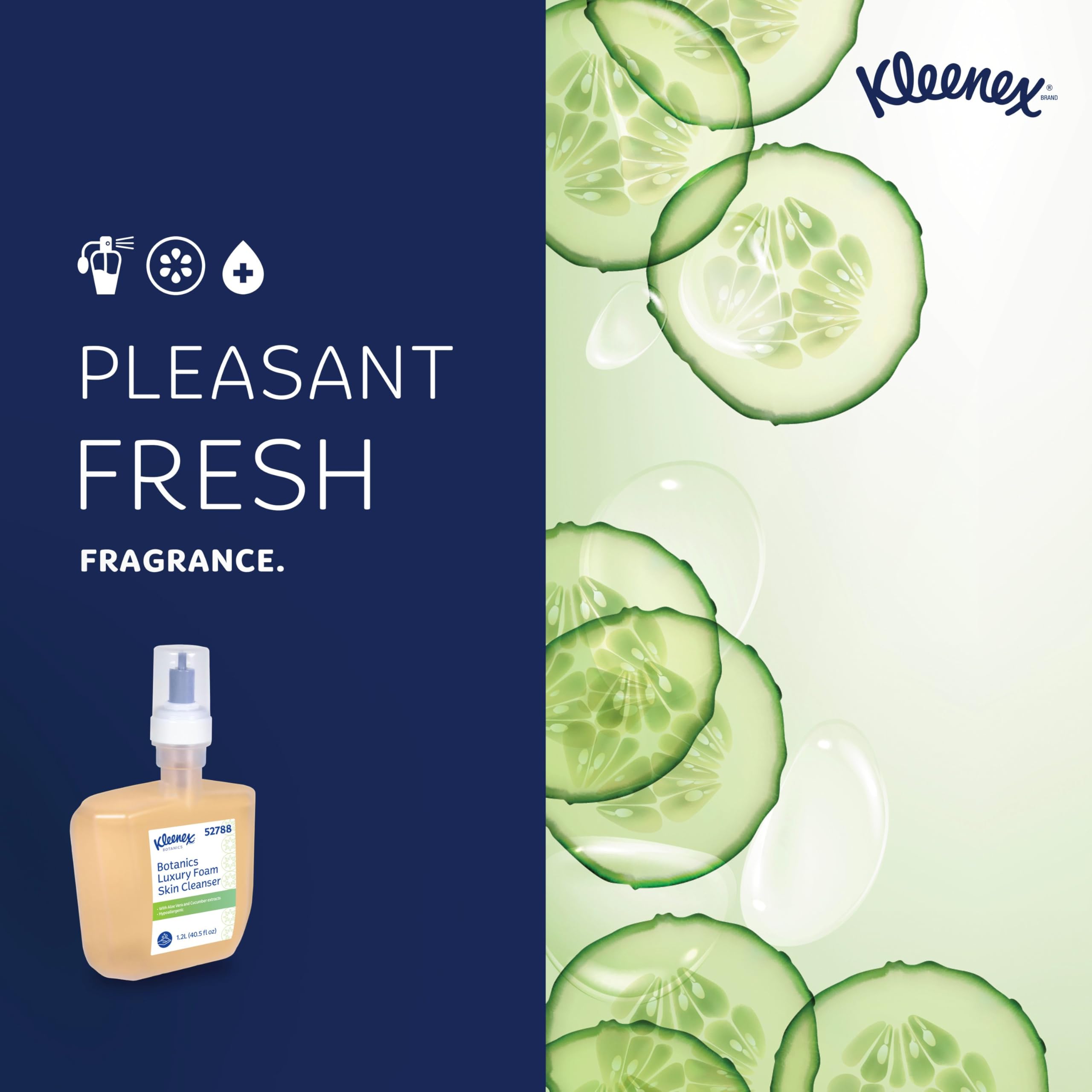 Kleenex Professional Botanics Luxury Foam Skin Cleanser (52788) - 1.2L Foaming Hand Soap Refill for Kimberly-Clark ICON & Scott Dispensers - Clear Formula with Fresh Scent - 4 Pack - Perfect for Offices, Restaurants & Public Restrooms