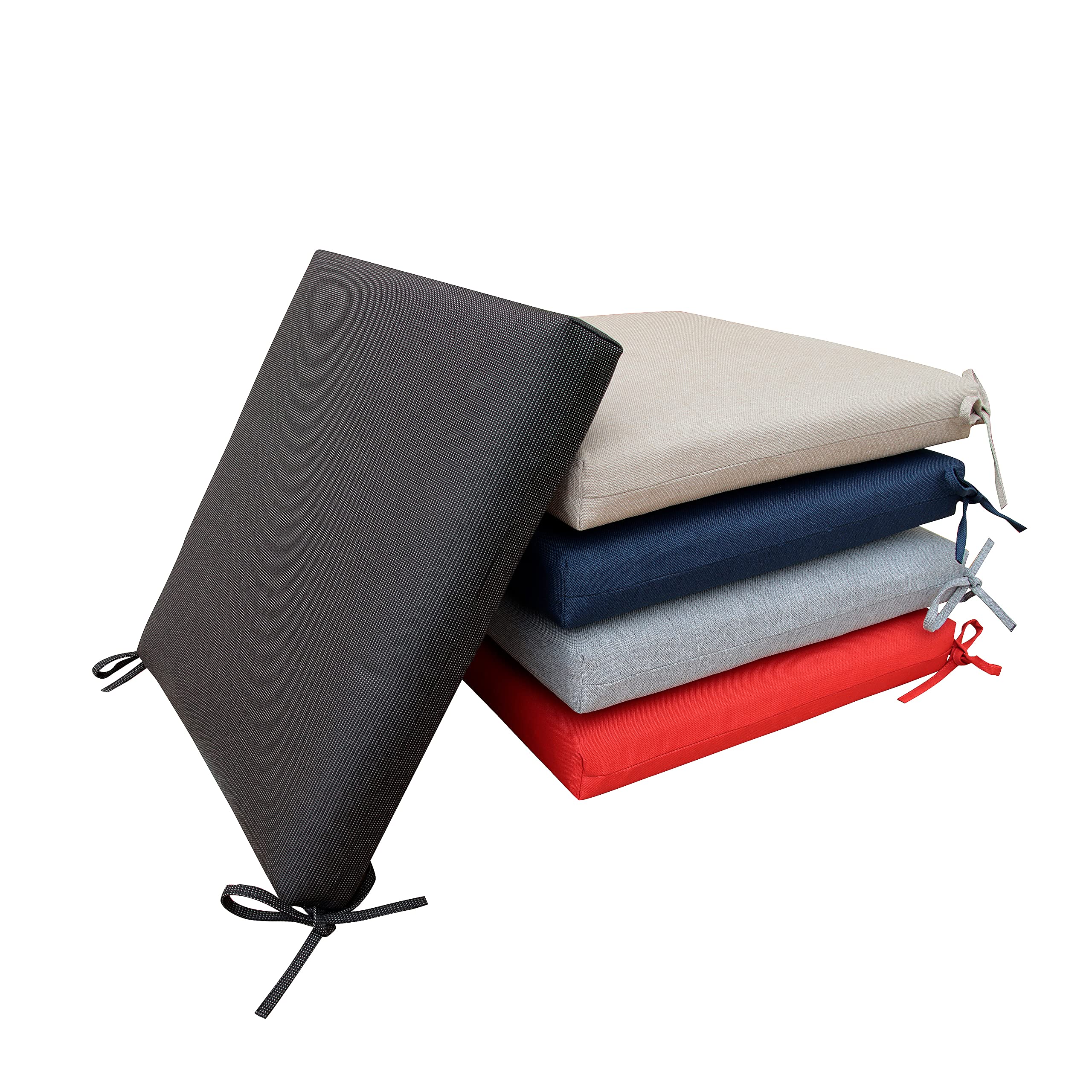 19x19 Inch Patio Dining Chair Cushions Set of 2 - Waterproof Outdoor Seat Pads with Ties, Bright Red - Perfect for Garden, Deck, Poolside & Indoor Dining Chairs