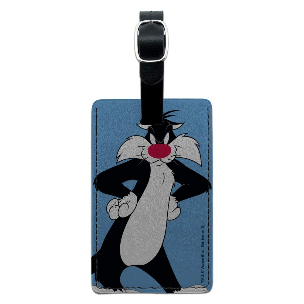 Looney Tunes Sylvester Rectangle Leather Luggage Tag - Durable Suitcase ID Card Holder for Carry-On Bags - Perfect for Travel, Business Trips & Vacation Identification