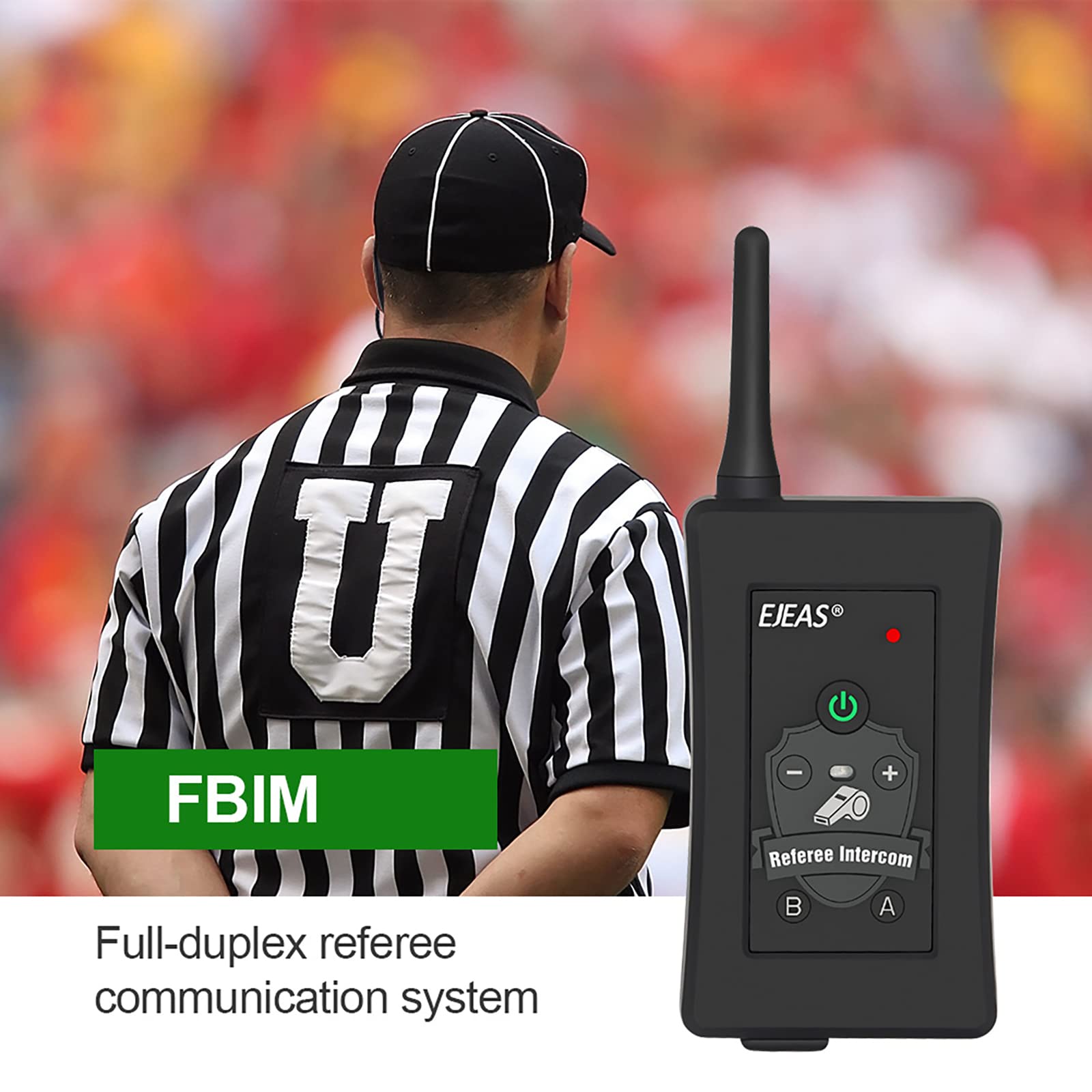 EJEAS FBIM Professional Referee Bluetooth Headset - 4-Way Wireless Communication System with 1500m Range, IP65 Waterproof & CVC Noise Cancellation for Coaches, Trainers, Security Personnel | Ideal for Sports Officiating, Team Training, and Event Security