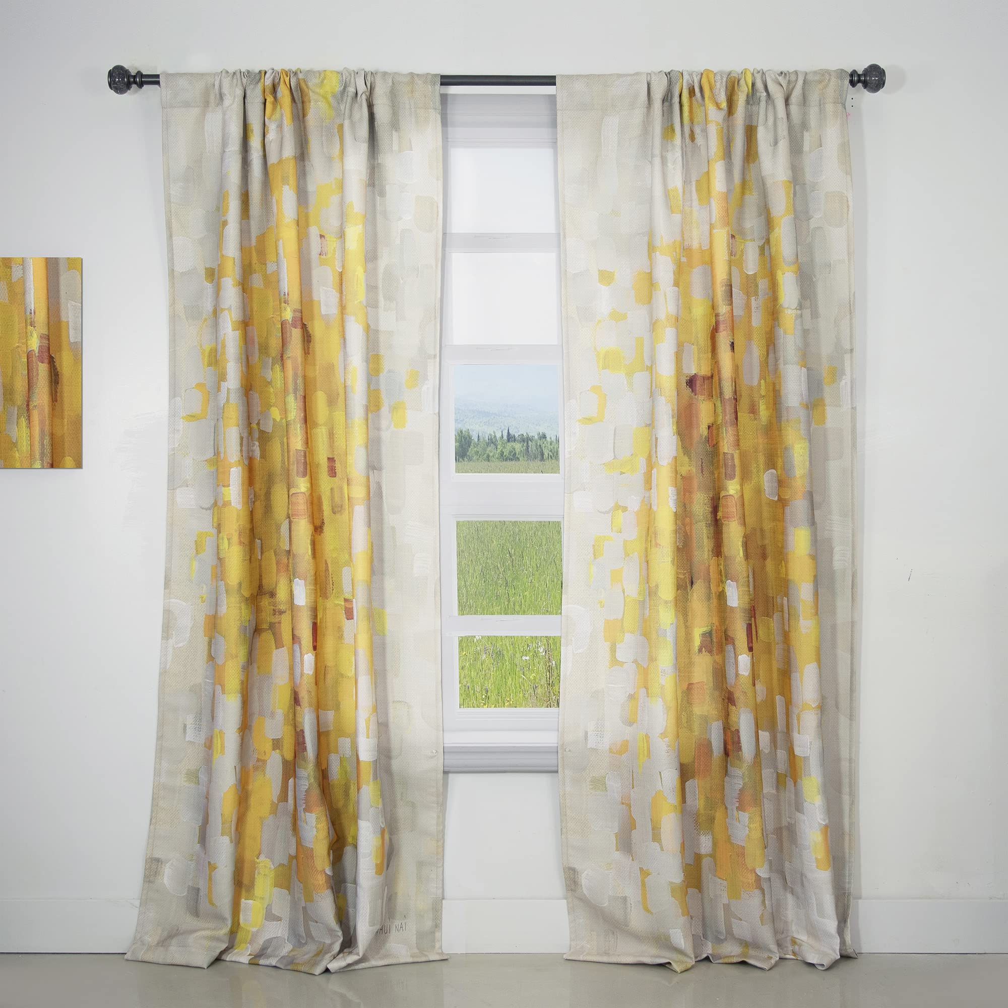 Glam Yellow Explosion Blocks Thermal Insulated Curtains - Single Panel 52x63 Inches - Blackout Drapes for Bedroom & Living Room - Perfect for Home Decor & Light Control
