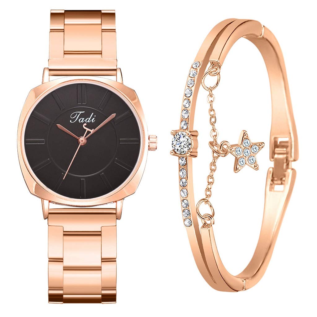 INNOVIERA Luxury Steel Diamond Ladies & Mens Analog Watch Set - Quartz Movement, Alloy Strap & Stainless Steel Bracelet - Perfect for Formal Events, Business Meetings & Gift Giving (One Size)