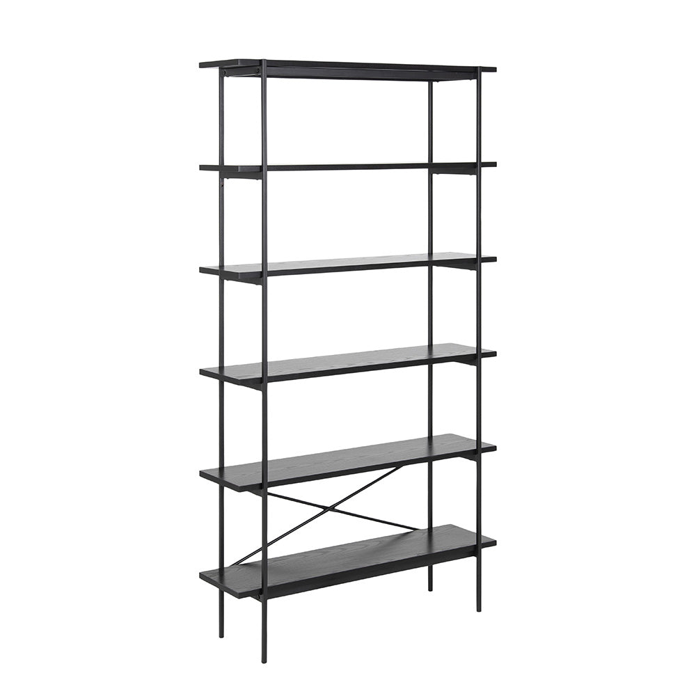 KREMAN 94cm Black Metal Shelving Unit - Sturdy Storage Shelf for Home, Office, Garage & Closet Organization