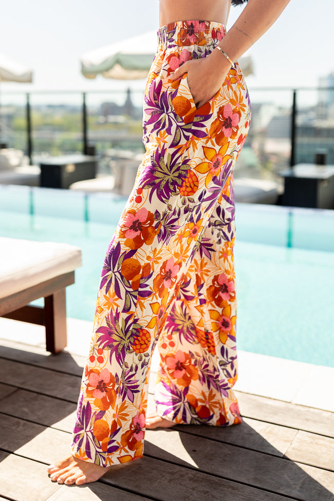 Sea Spray Purple Printed Coverup Pants - Lightweight Beach Pants for Women, Boho Style Swimwear Cover Up, Summer Vacation Essentials - Perfect for Poolside, Beach Getaways & Resort Wear
