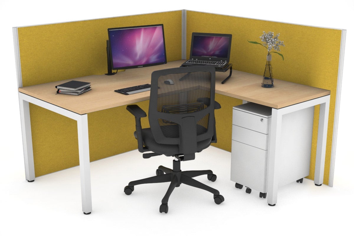 Horizon Quadro Square Legs L-Shaped Corner Office Desk - 1600L x 1550W with Cable Management - Perfect for Home Office & Workspace Setup