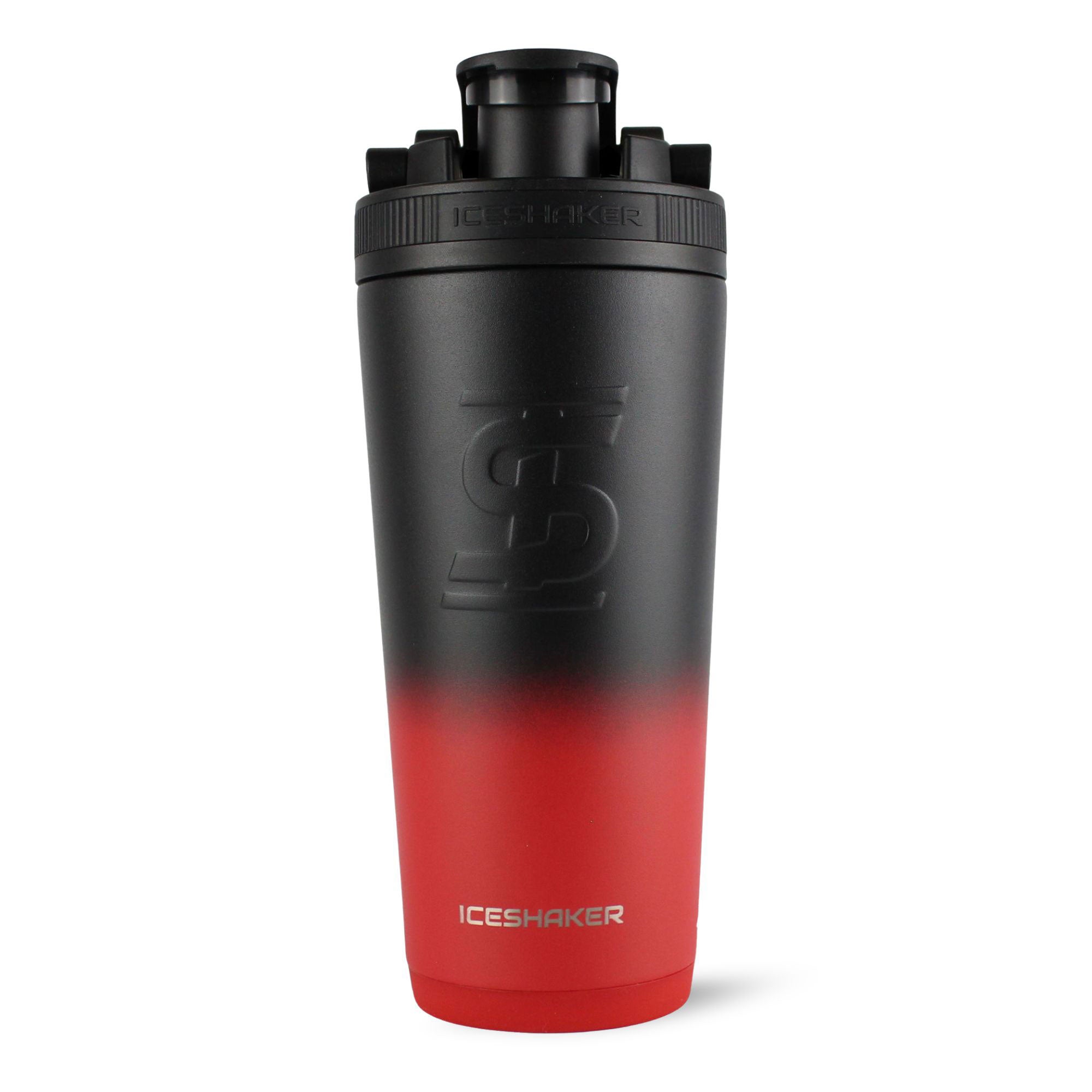 26oz Insulated Stainless Steel Ice Shaker Bottle - Red Black Ombre Gradient for Gym, Workout & Protein Shakes | Leakproof & Sweatproof Design | Perfect for Bodybuilding, Fitness & Sports Hydration