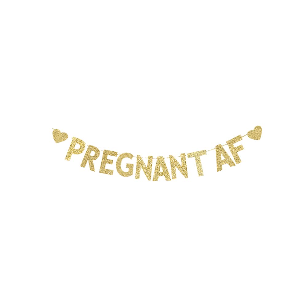 Pregnancy Announcement Banner - Gold Glitter 'Pregnant AF' Sign for Baby Shower, New Mom Party & Gender Reveal Decor | Perfect for Maternity Photos & Nursery Wall Decor