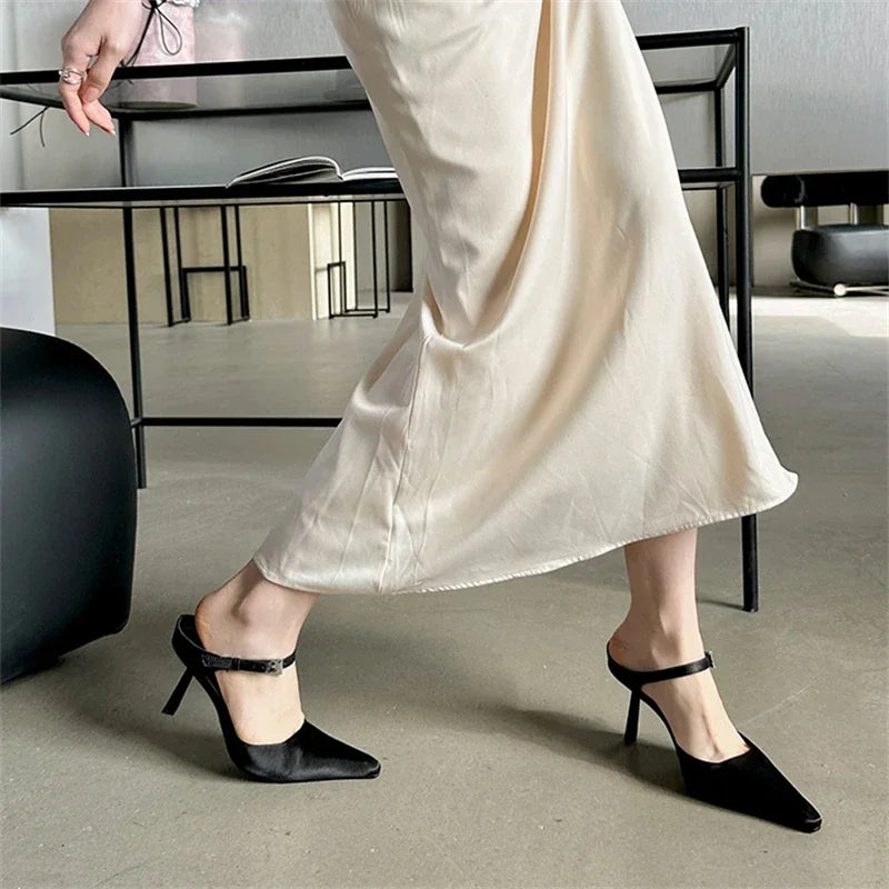 Eilyken Women's Sexy Pointed Toe High Heel Pumps - Buckle Strap Mules Slippers for Wedding, Banquet & Evening Parties | Comfortable Dress Shoes for Women