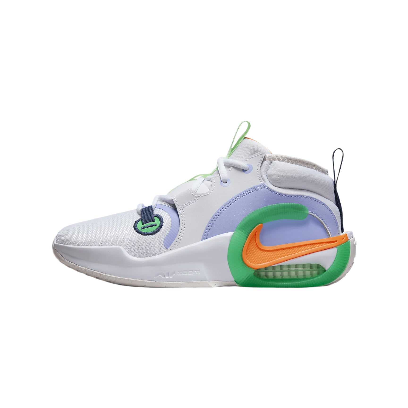 Nike Air Zoom Crossover 2 Big Kids' Basketball Shoes - Size 7 | White/Purple Pulse/Vapor Green/Total Orange (FB2689-101) | High-Performance Youth Basketball Sneakers for Court Play & Training
