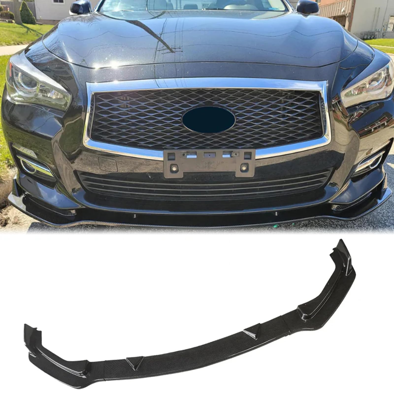 Carbon Fiber Front Bumper Lip Splitter for 2014-2017 INFINITI Q50 Base Model - Aggressive Styling & Enhanced Aerodynamics - Perfect for Car Enthusiasts & Street Racing