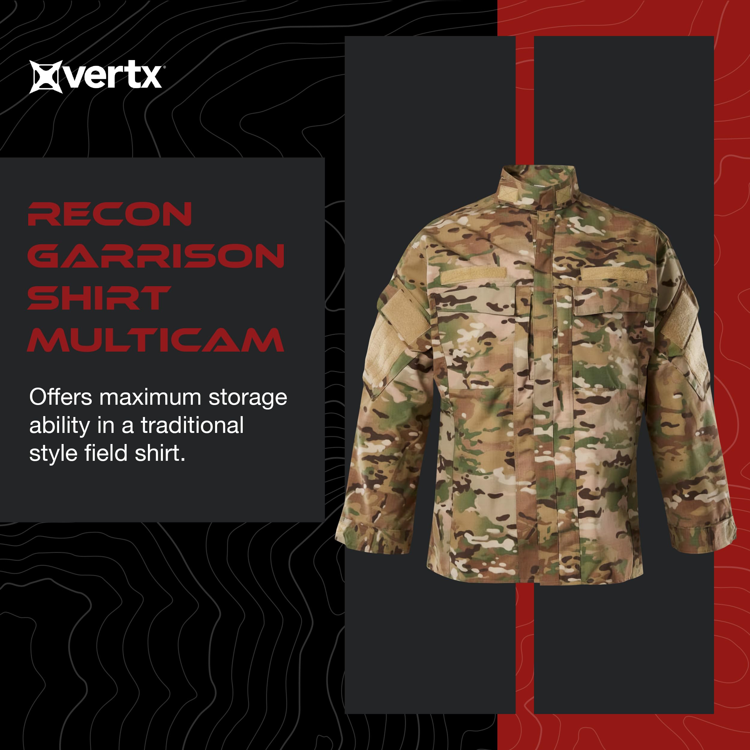 Vertx Recon Garrison Men's Tactical Shirt - Long Sleeve Ripstop Zip-Up Shirt for Hunting, Fishing & Outdoor Survival Gear | Perfect for EDC, Hiking & Tactical Operations