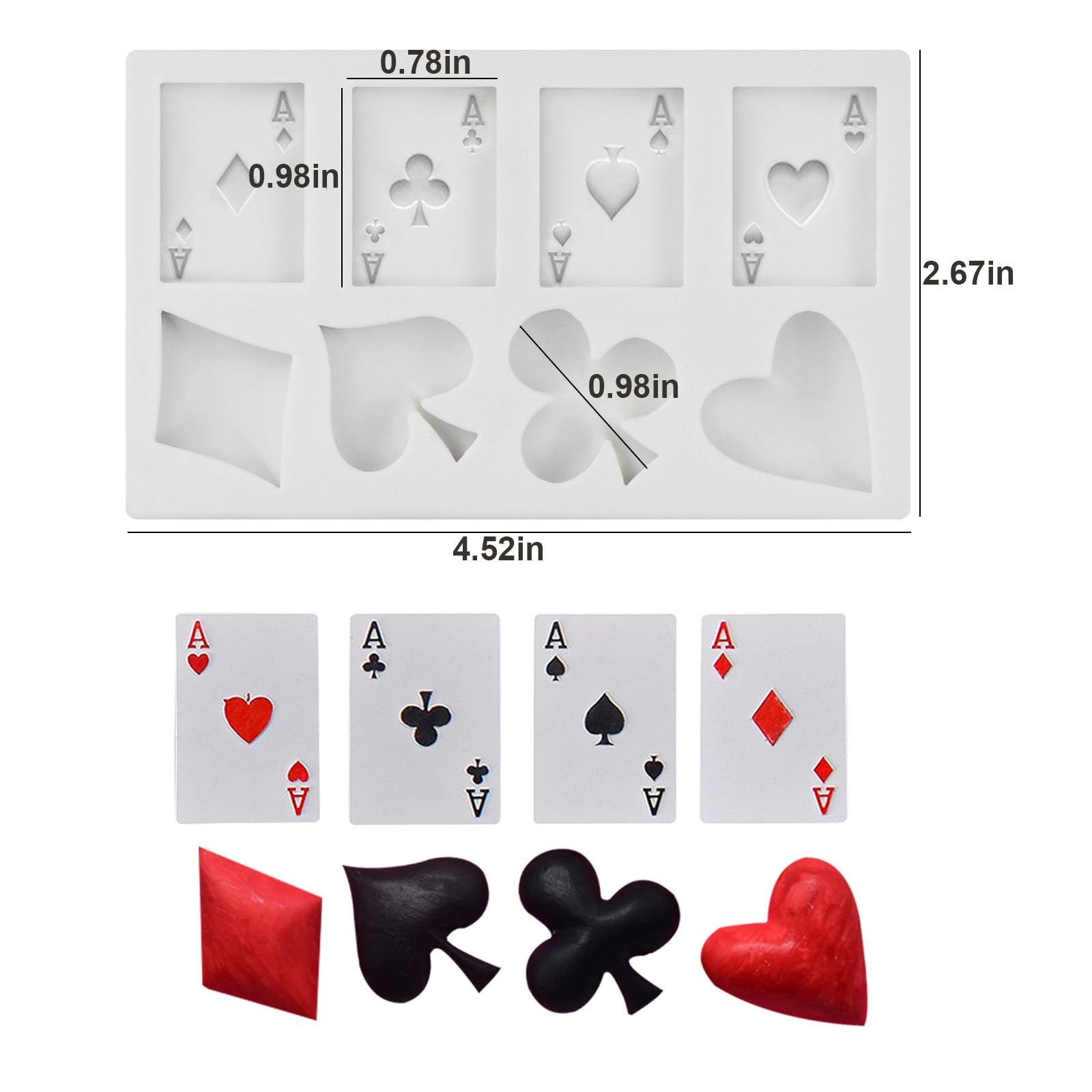 3D Poker Card Silicone Molds Set of 3 - Casino Theme Fondant & Chocolate Candy Molds for Cake Decorations, Sugar Crafts, DIY Desserts - Perfect for Birthday Parties, Casino Nights & Baking Enthusiasts