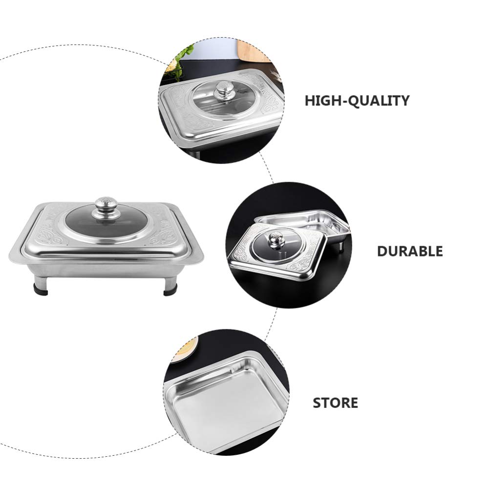 Premium Stainless Steel Rectangular Food Tray - Hemoton 1-Piece Dinner Plate, Fruit & Snack Serving Dish for Kitchen, Dining, Buffet, Party & Catering