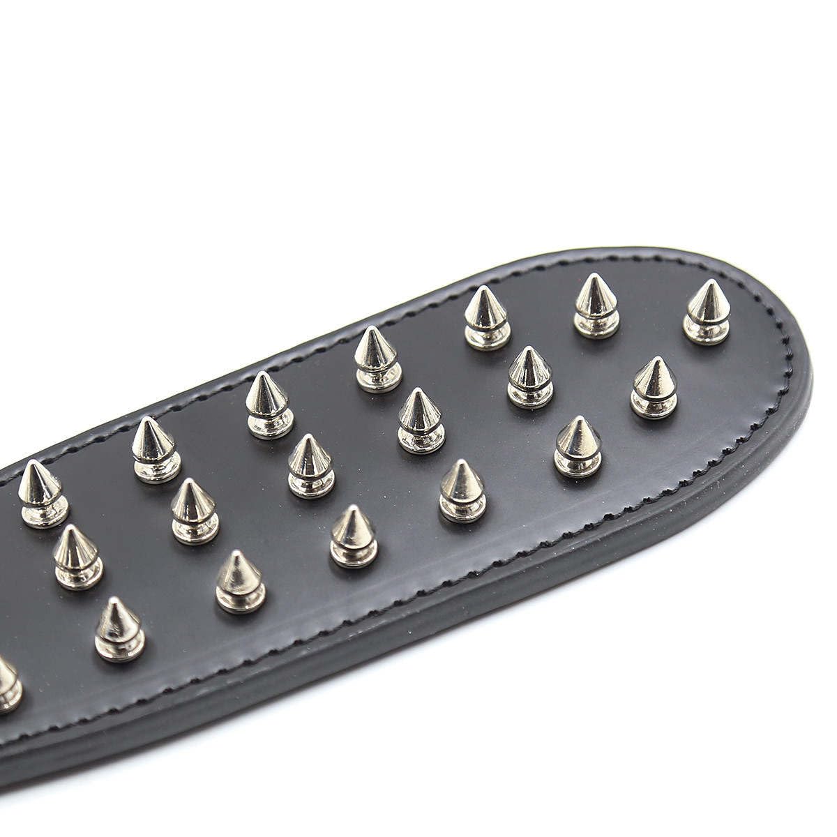 Premium Black Leather Spanking Paddle - BDSM Bondage Toy with Raised Spikes for Sensation Play - Perfect for Couples, Roleplay & BDSM Scenes