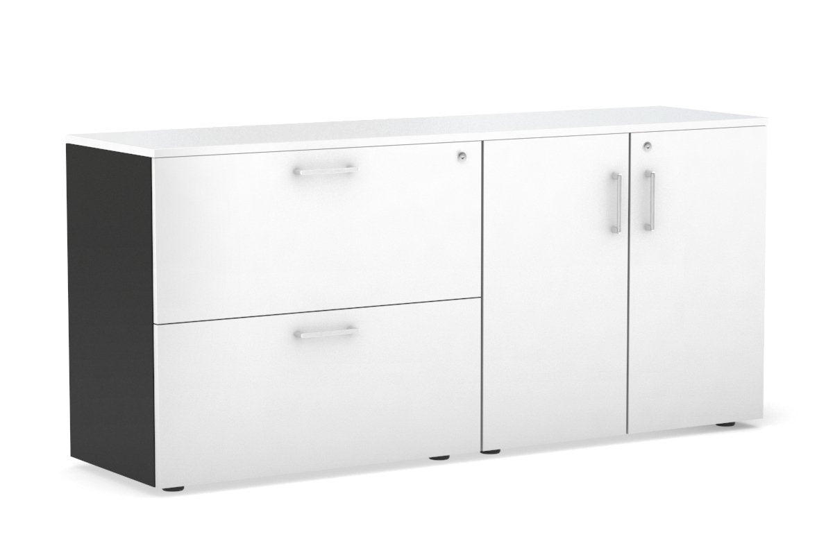 2-Drawer Lateral File Cabinet with 2-Door Storage Cupboard - Office Organization & Document Storage Solution for Home & Business Workspaces