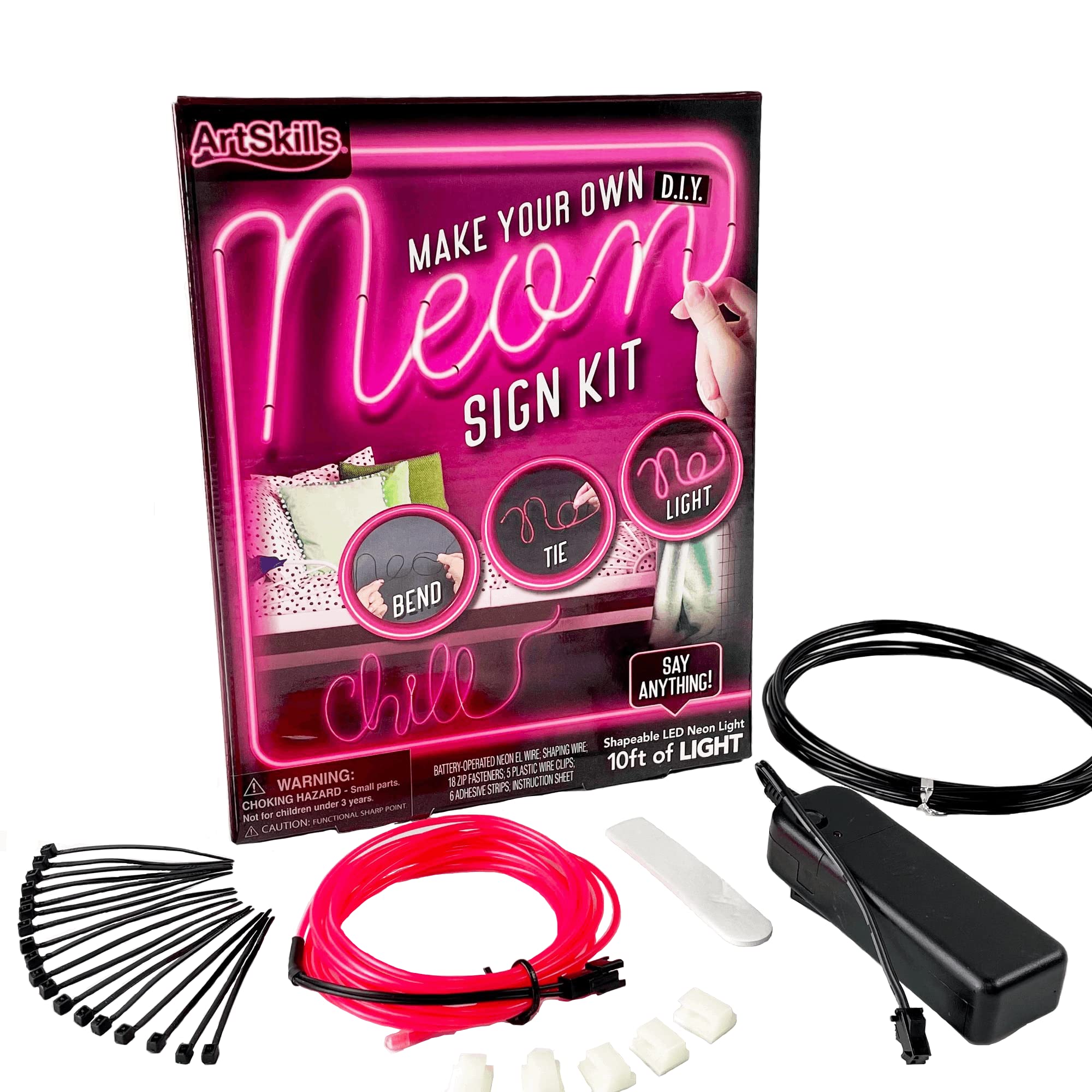 ArtSkills DIY Neon Sign Kit - Pink LED Flexible Light Strip for Custom Neon Signs, Bedroom & Wall Decor | Perfect for Parties, Weddings, and Home Decoration