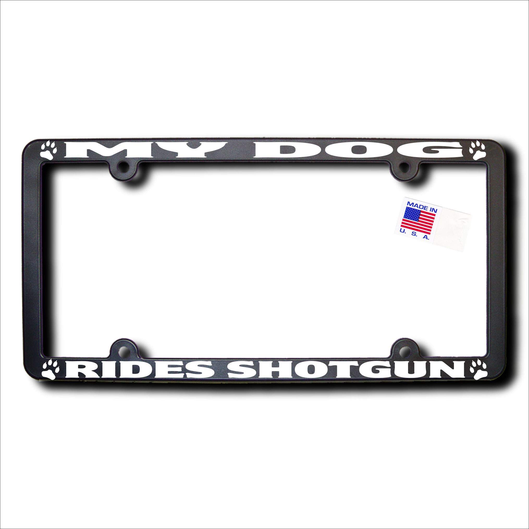 My Dog Rides Shotgun License Plate Frame - Funny Car Accessory for Pet Lovers - Perfect for Road Trips & Daily Commutes