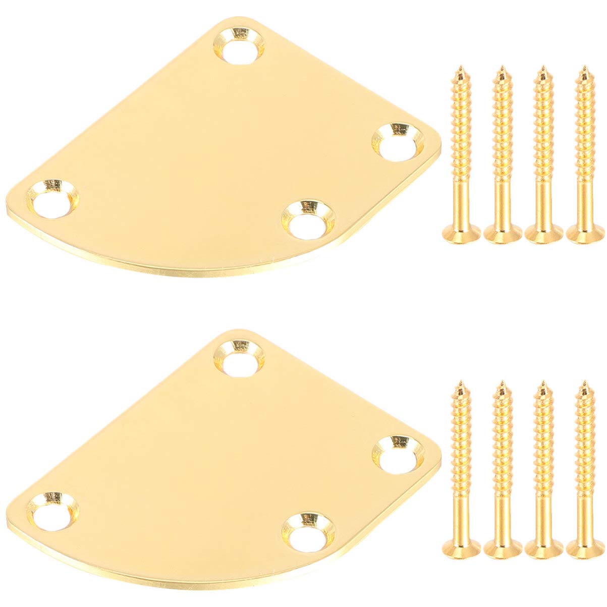 EXCEART Gold Guitar Neck Plates with Screws - 2 Pack Metal Replacement Parts for Electric Guitar - Perfect for DIY Guitar Repair & Maintenance