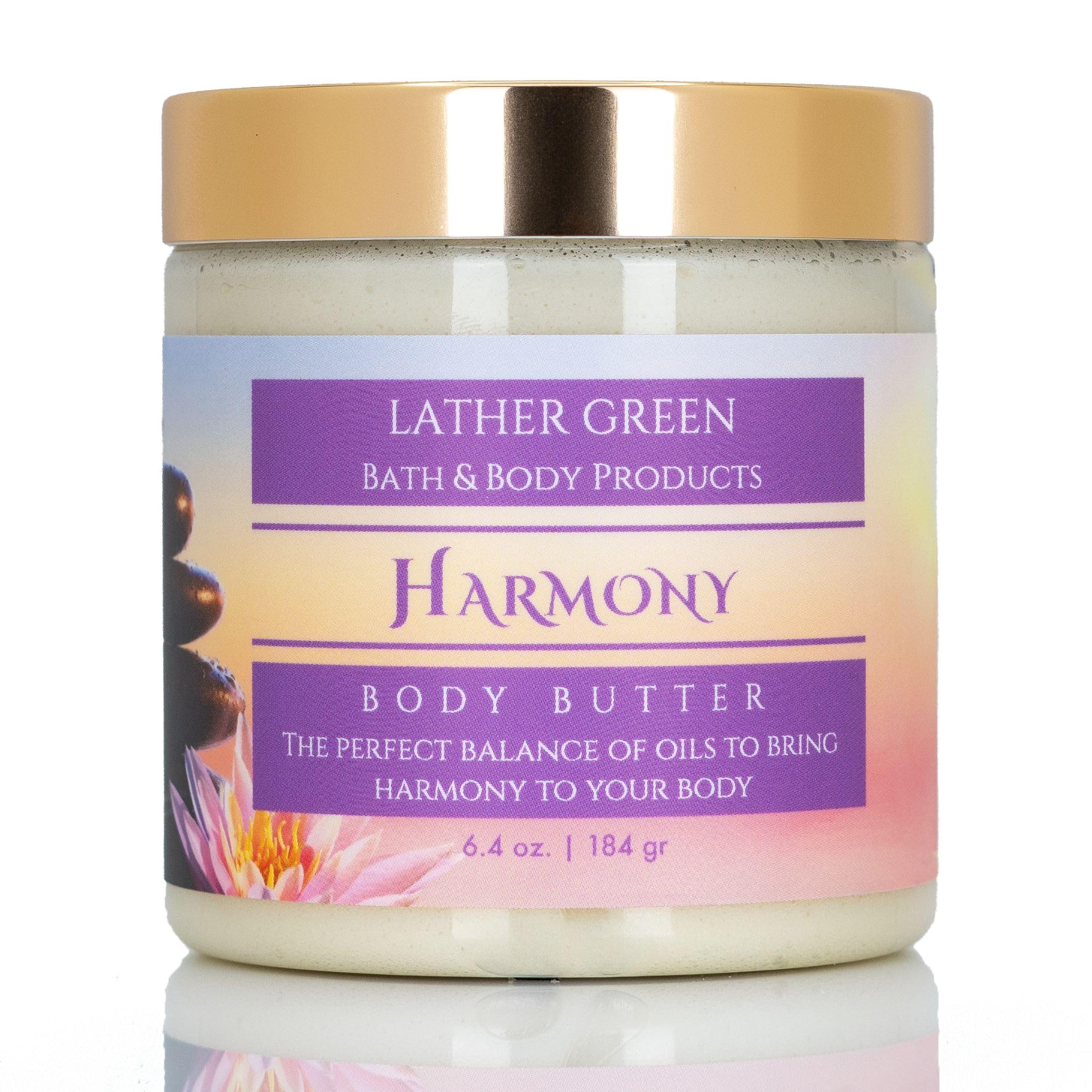 Harmony Aromatherapy Body Butter - Organic Moisturizing Cream for Dry Skin, Natural Essential Oils Lotion for Relaxation & Stress Relief - Perfect for Spa Day, Massage Therapy & Self-Care Routine