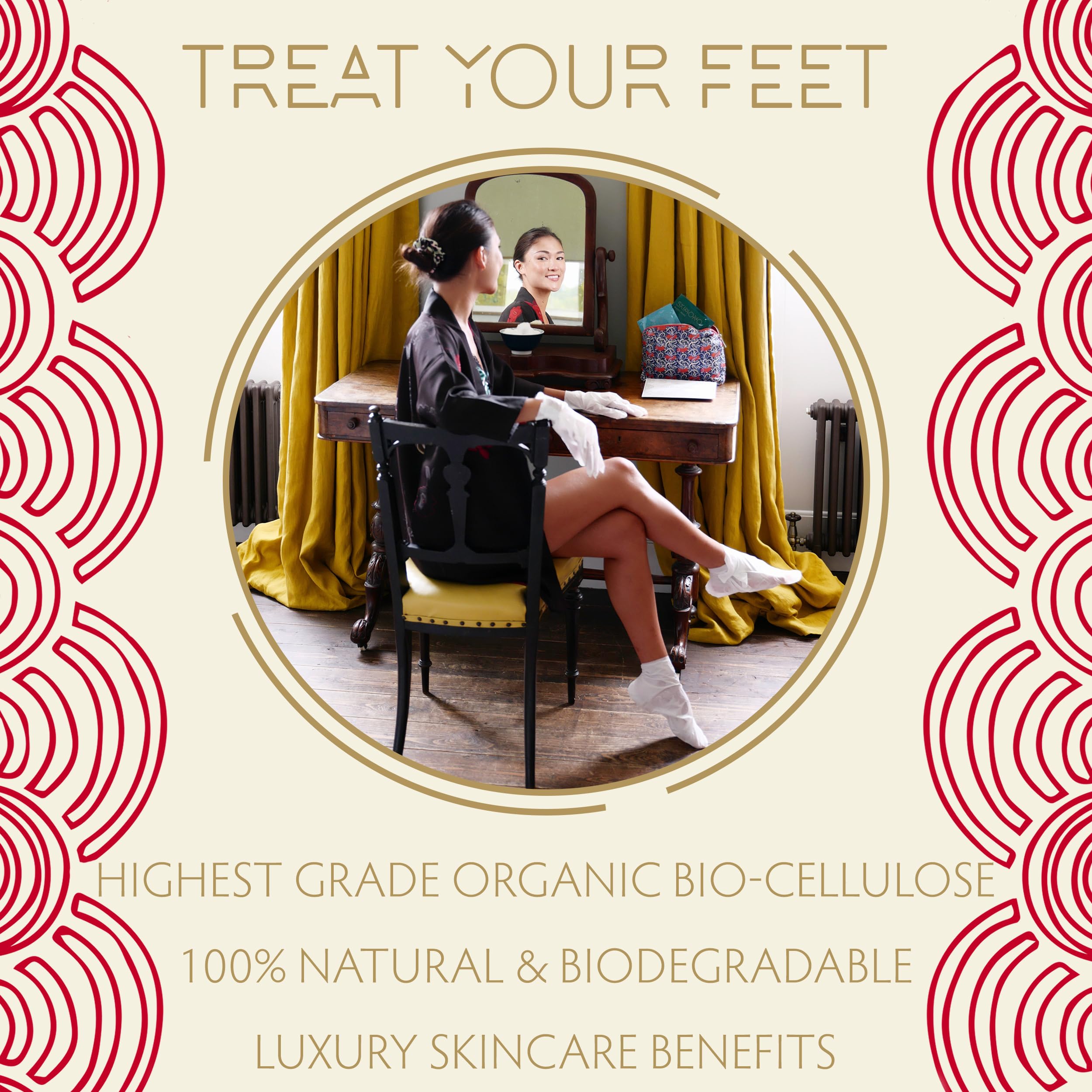 **SKIMONO Intensive Foot Mask Moisturizing Socks – Deep Hydration with Shea Butter, Chamomile, Olive & Tea Tree Oil – Softens Cracked Heels & Dry Feet – 30 Minute Home Spa Pedicure – Perfect for Self-Care & Gifting (4 Pairs)**    *(Use Case: Ideal for at-home foot care, post-workout relaxation, or as a thoughtful gift for loved ones.)*
